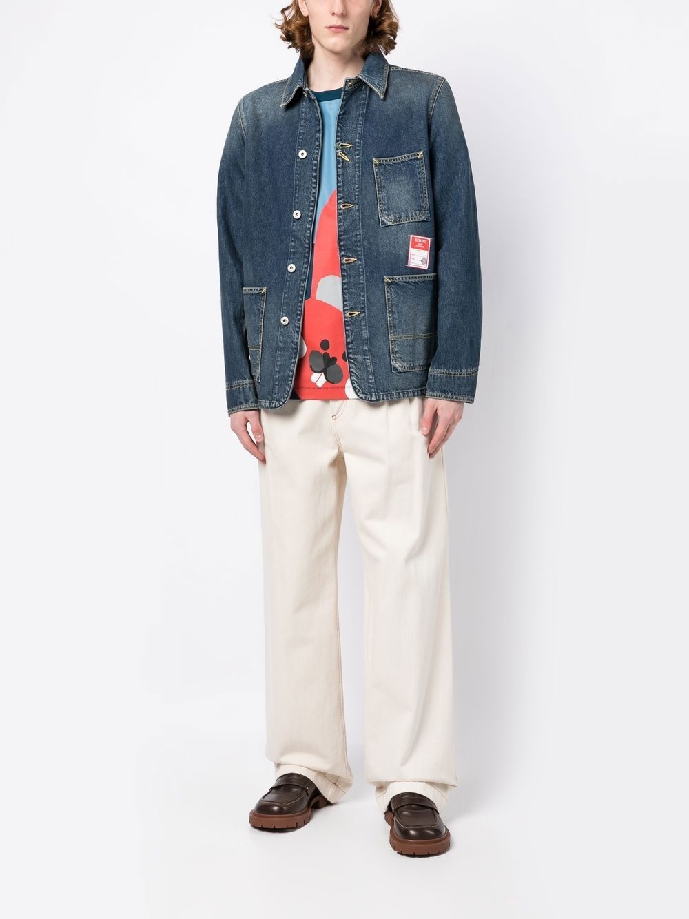 logo-patch denim jacket - 2