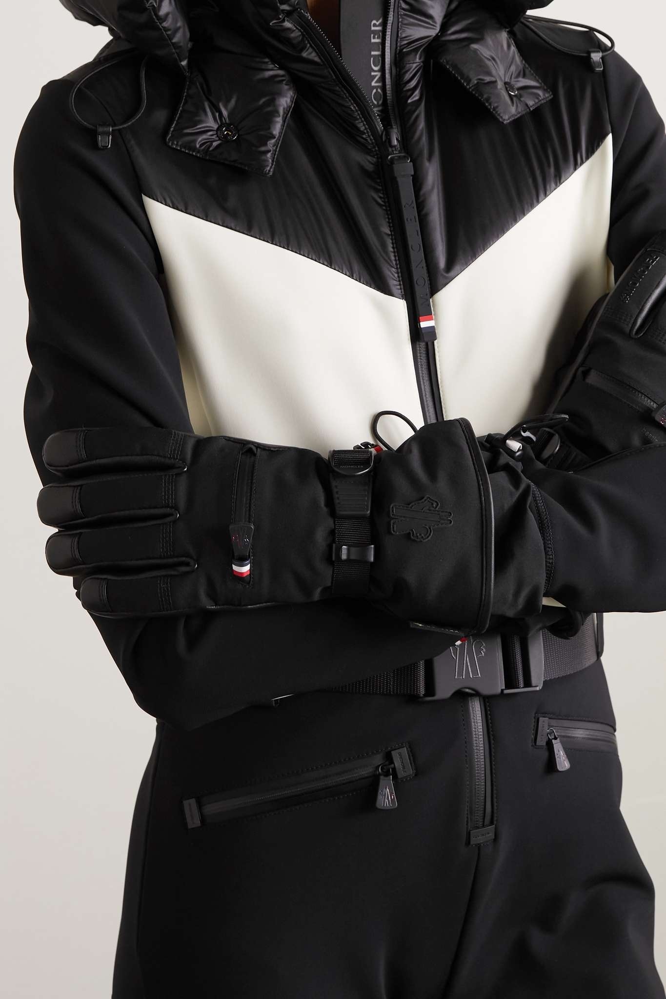 Padded stretch-shell and leather ski gloves - 2