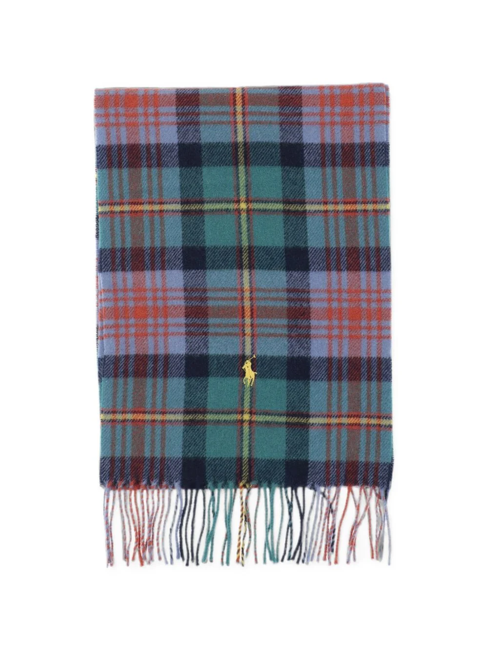 tartan fringe wool scarf - 1