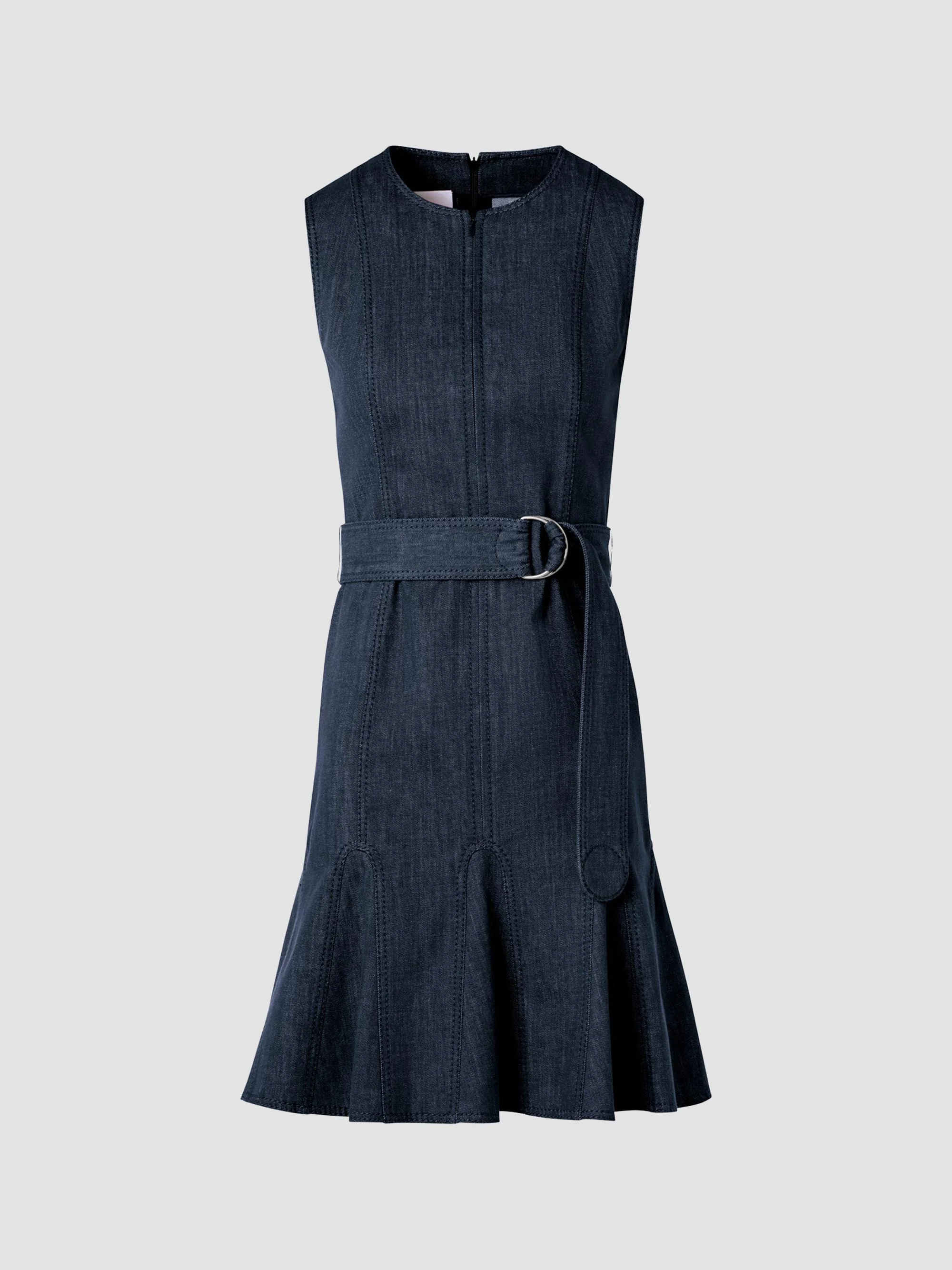Women's Belted Denim Mini Dress - Blue Denim - 1