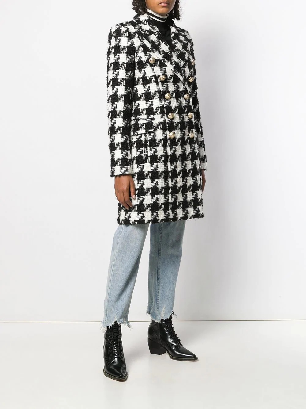 houndstooth double-breasted coat - 3