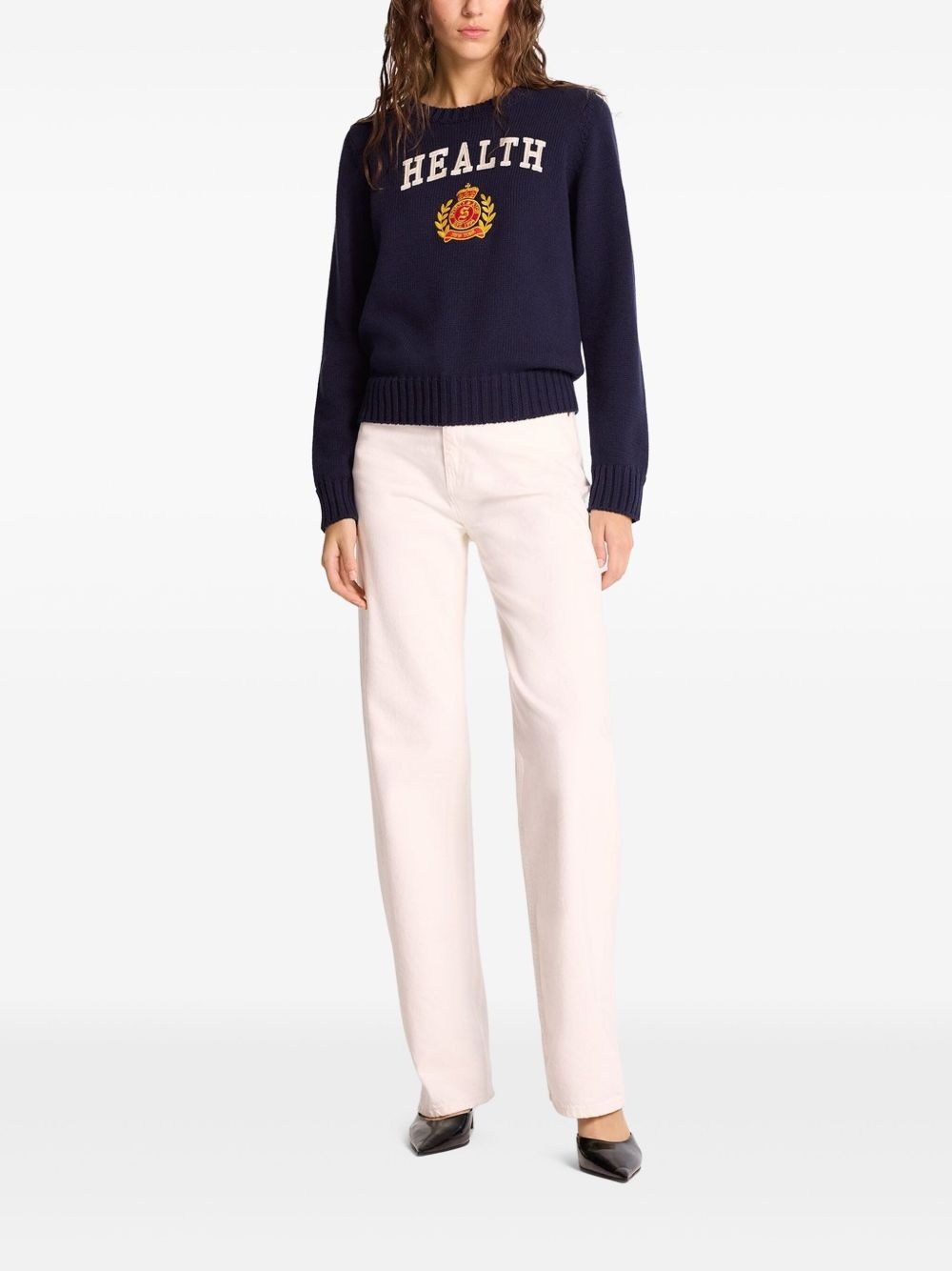 slogan-intarsia jumper - 2