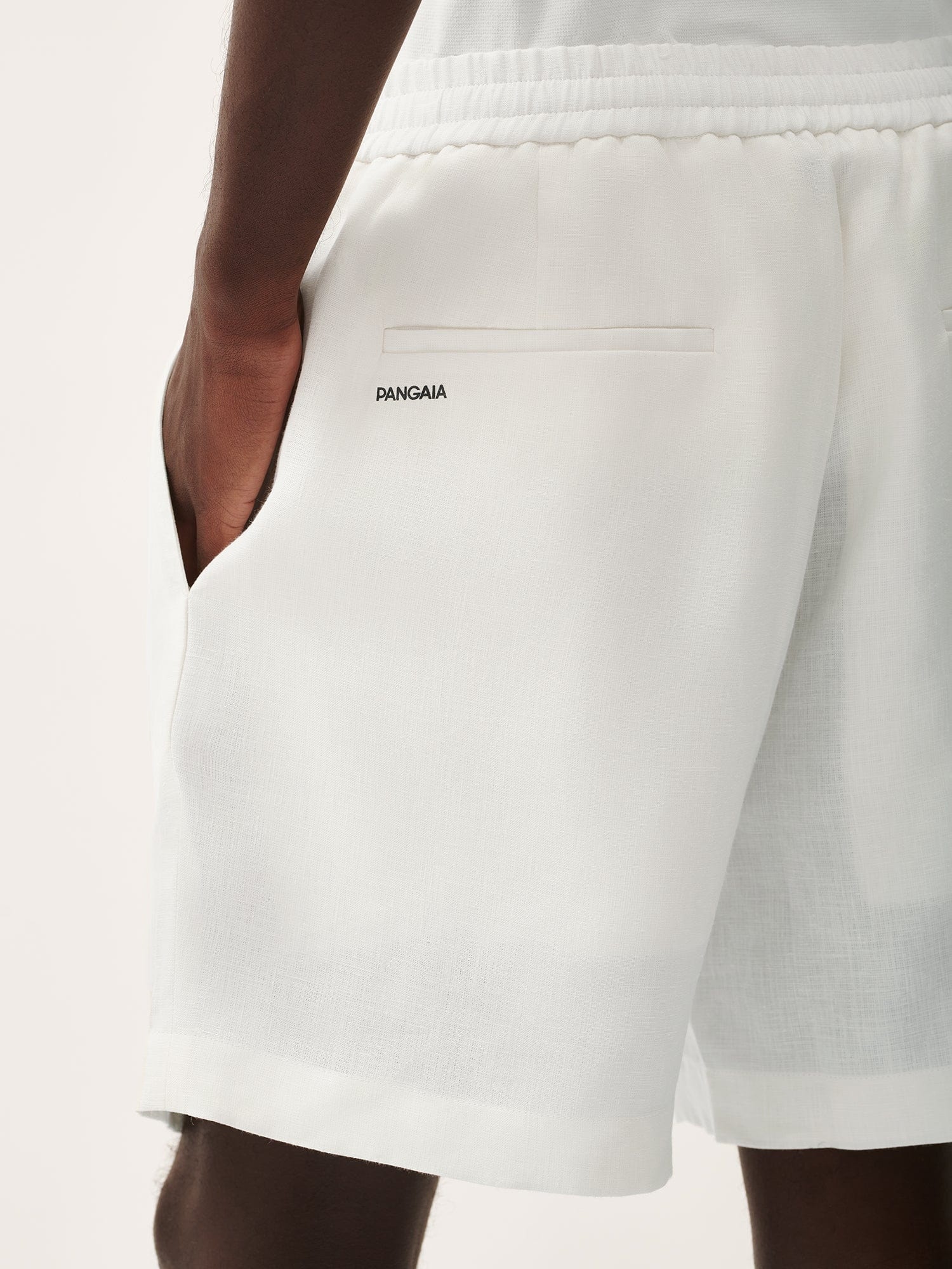 Mens DNA Aloe Linen Mid Length Shorts - Off-White - 5