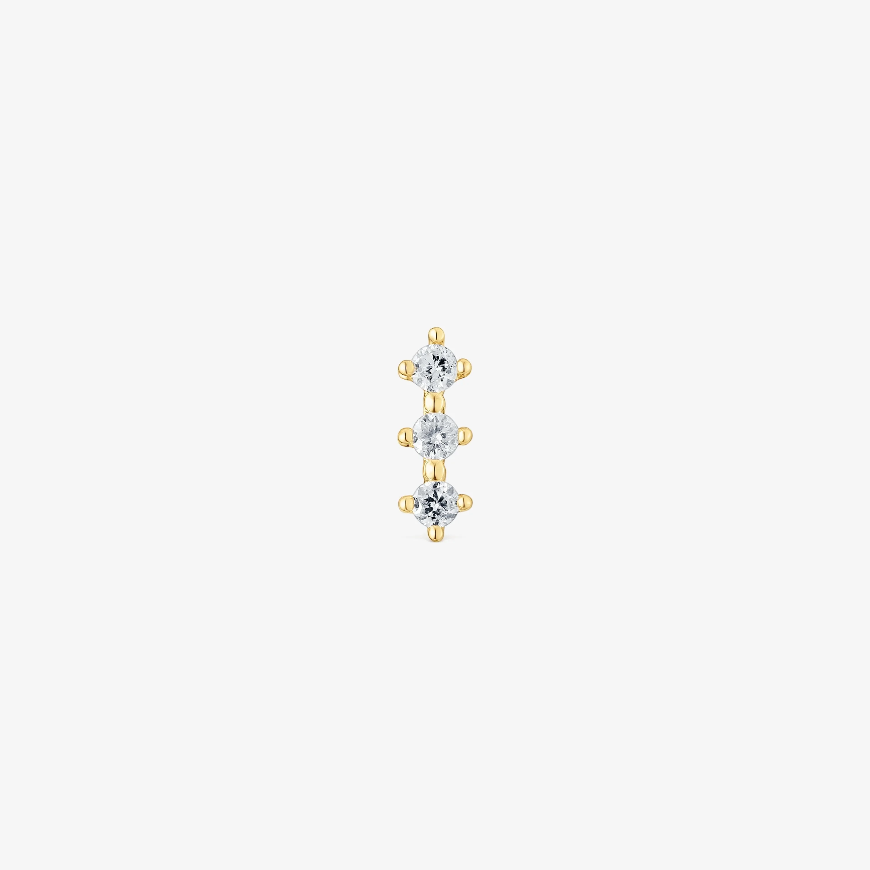 18K solid gold strip Ear piercing with diamonds Les Classiques - 1