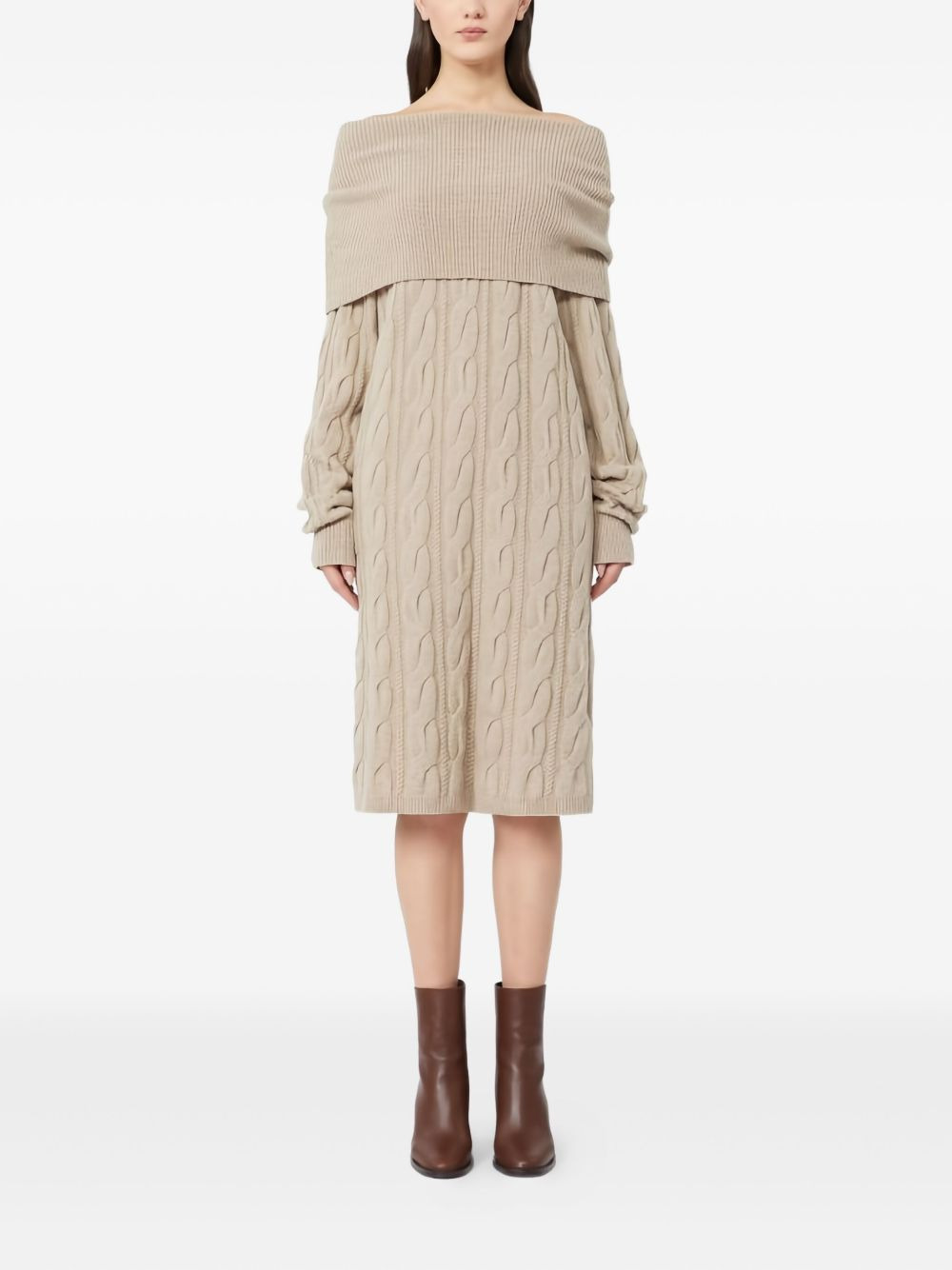 cable-knit off-shoulder midi dress - 2