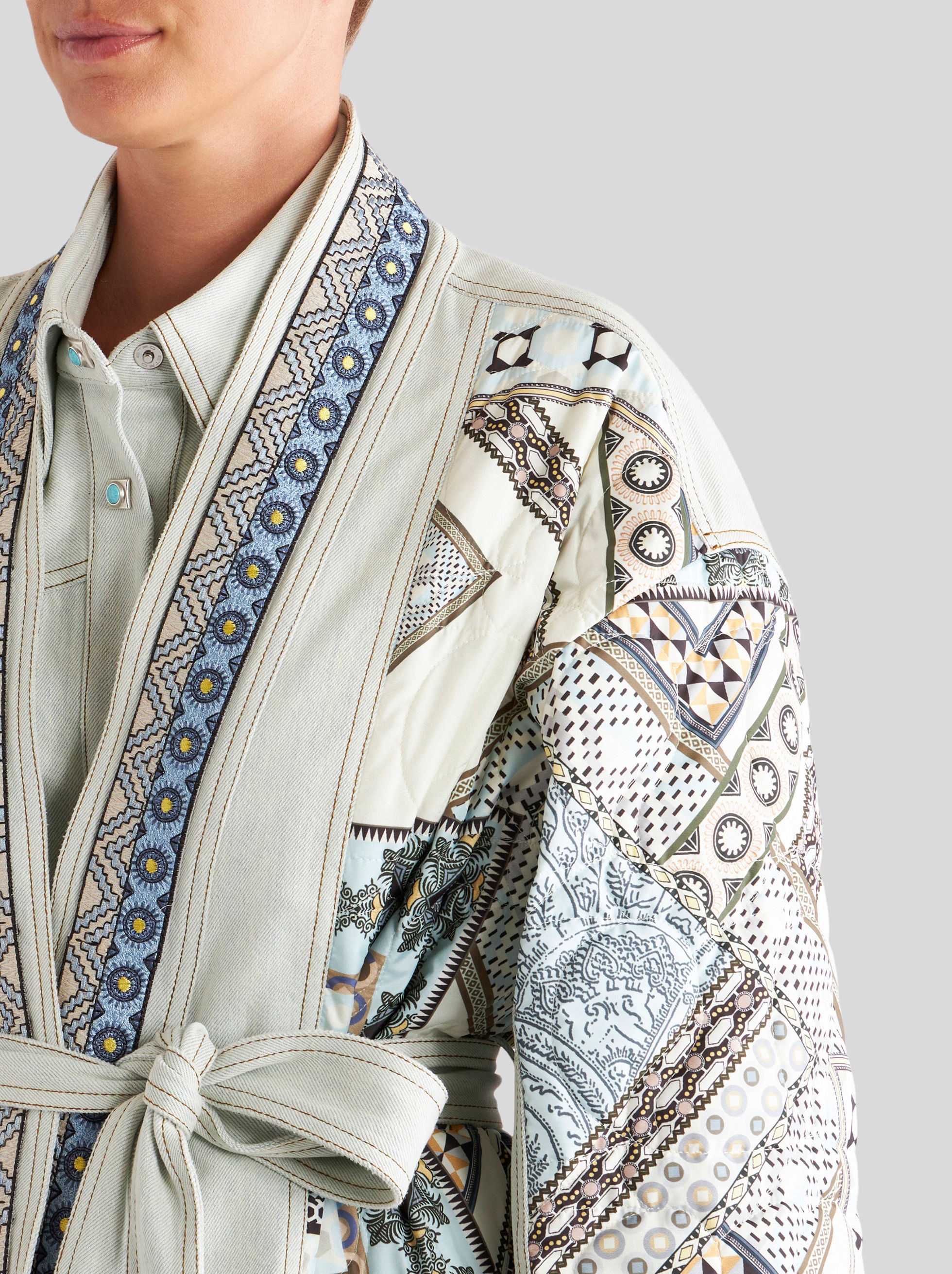 PATCHWORK PRINT KIMONO JACKET - 2