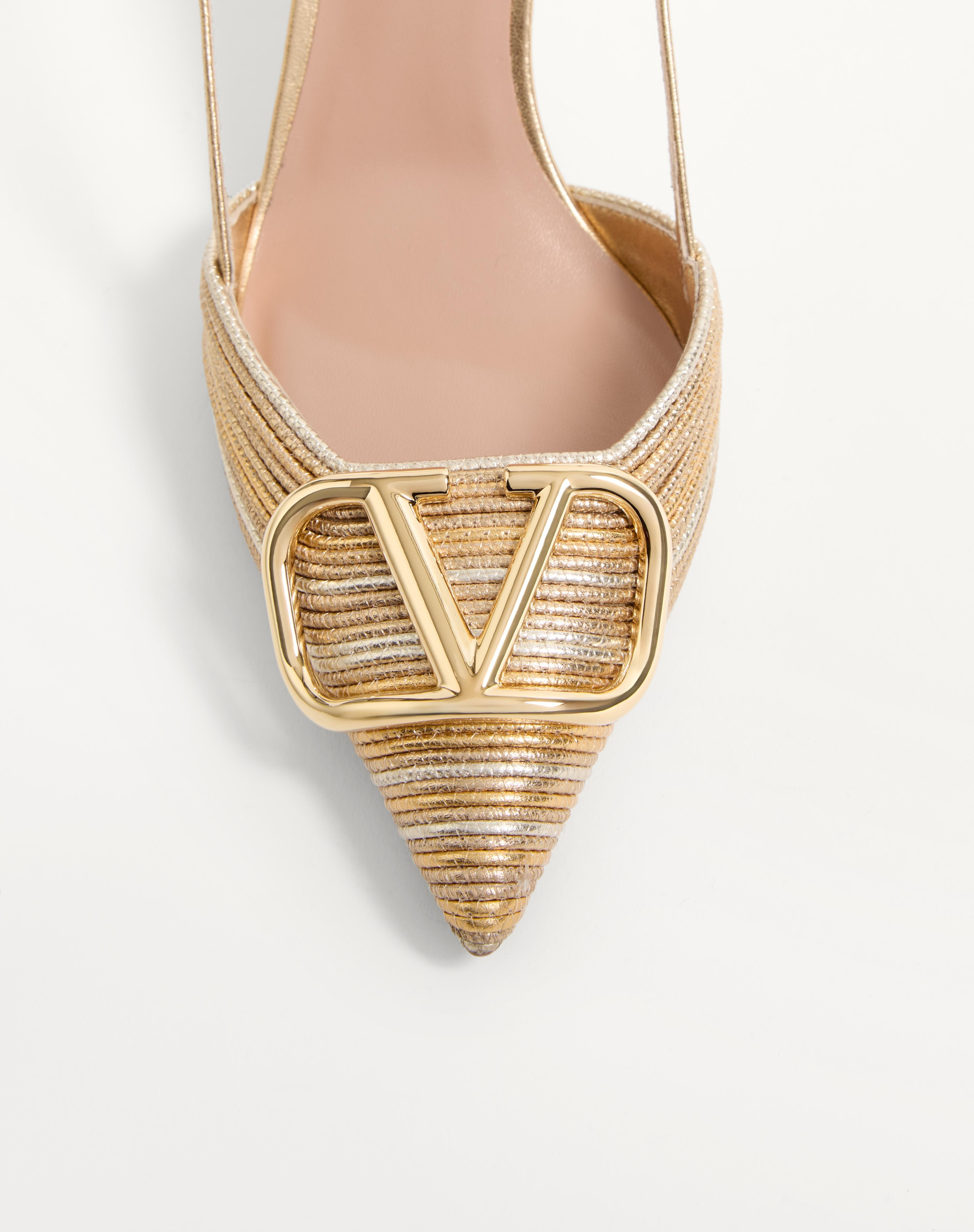 VLOGO SIGNATURE METALLIC SLINGBACK PUMPS WITH CORNELY EMBROIDERY 80MM - 6