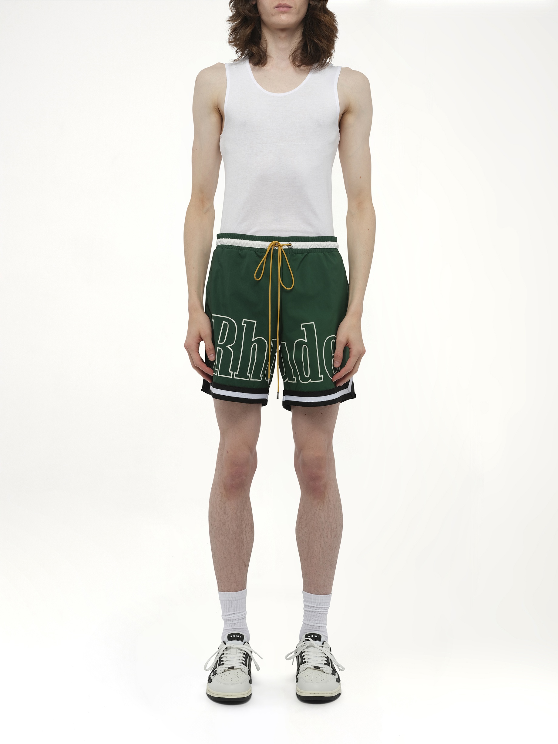 Logo Basketball Swim Short in Forest Green/Black/White - 7