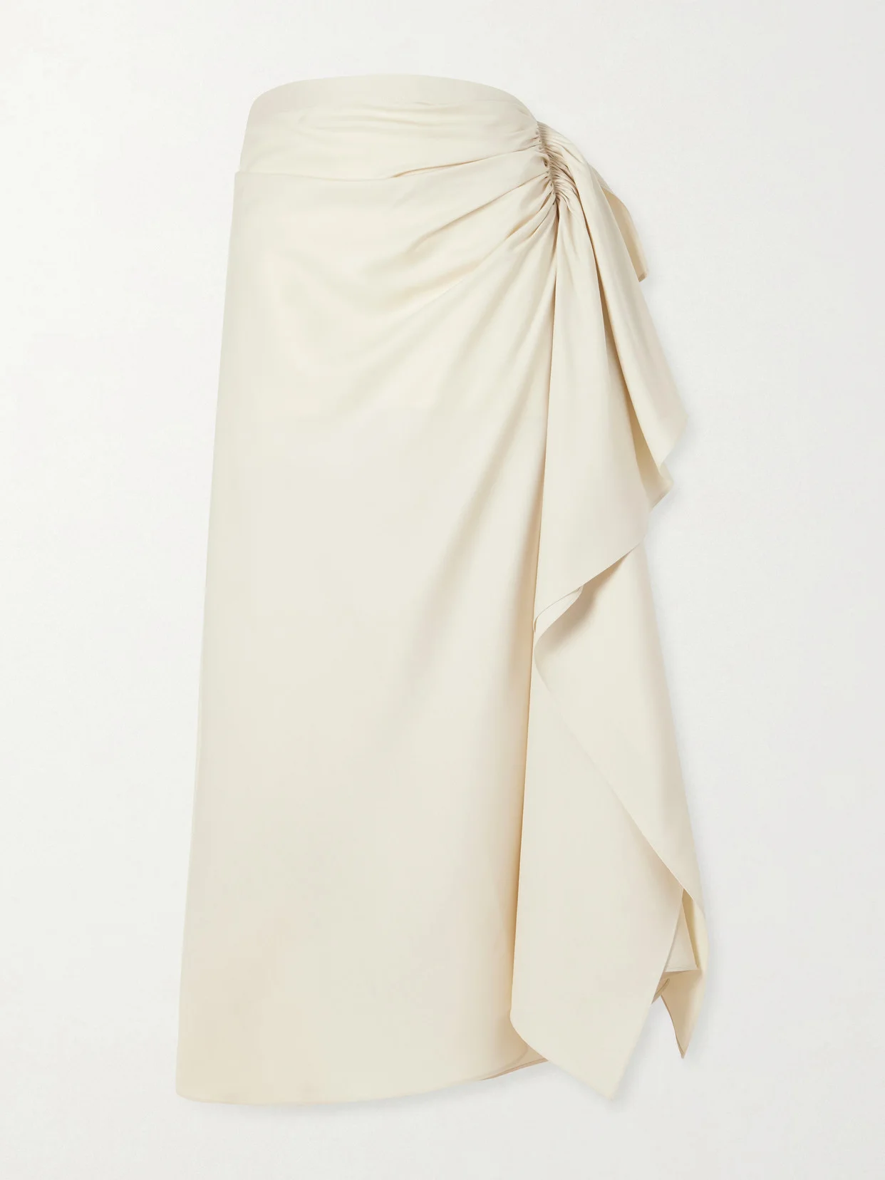 Liliana Gathered Silk-twill Midi Skirt - 1