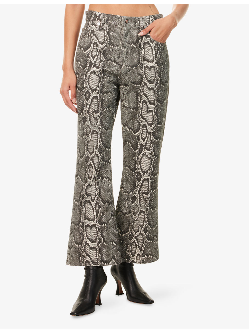 Ezra Snake-Pattern Bootcut Denim Jeans - 3