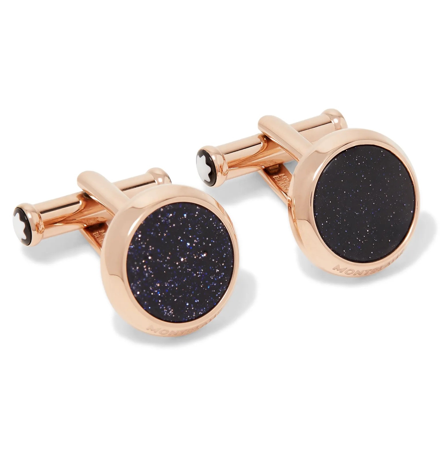 Meisterstück PVD-Coated Rose Gold-Tone and Blue Goldstone Cufflinks - 1