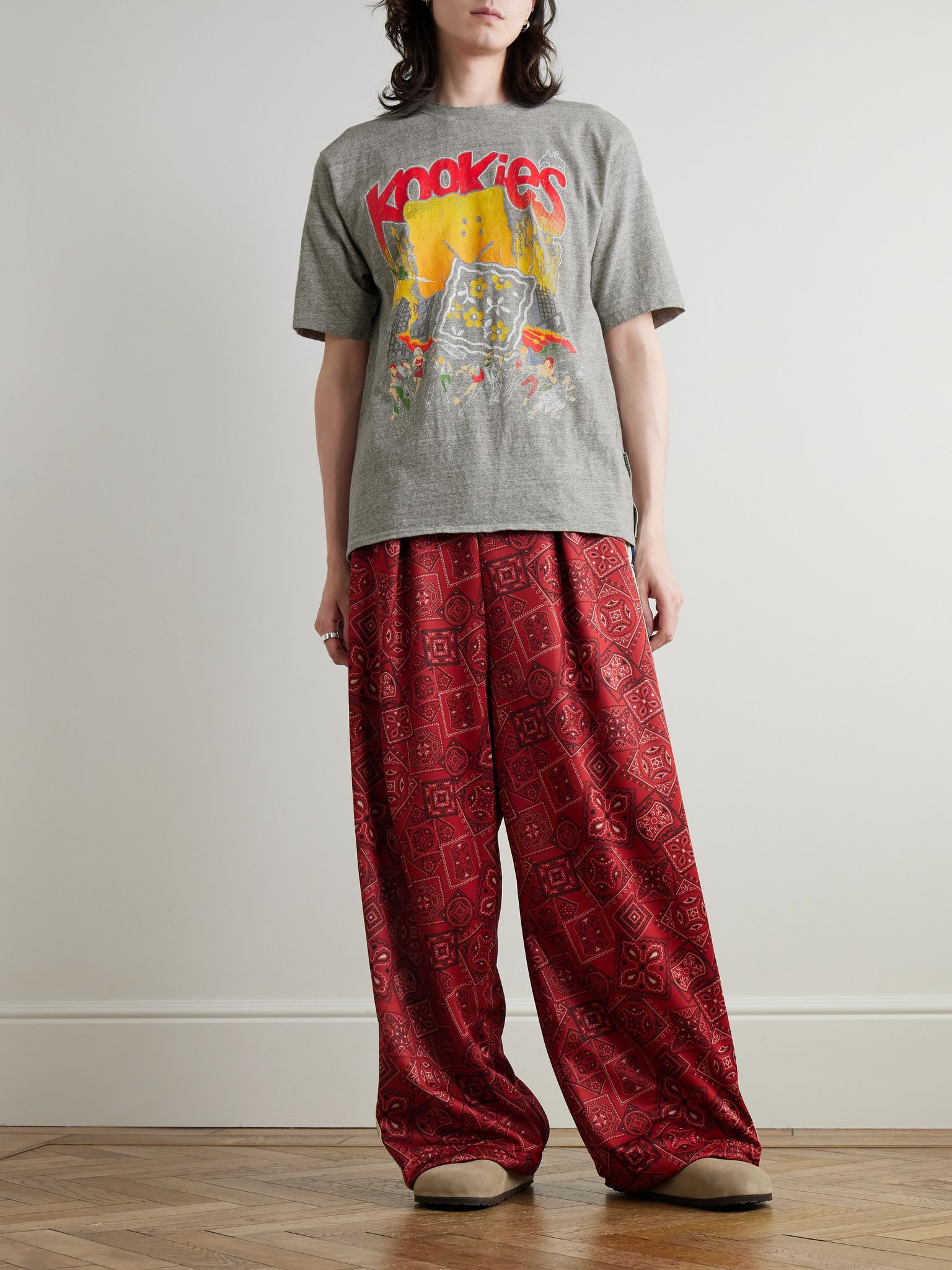 Buster Peckish Bowy Printed Cotton-Jersey T-Shirt Gray - 2