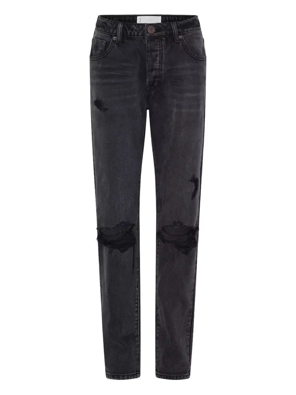 five-pocket distressed jeans - 1