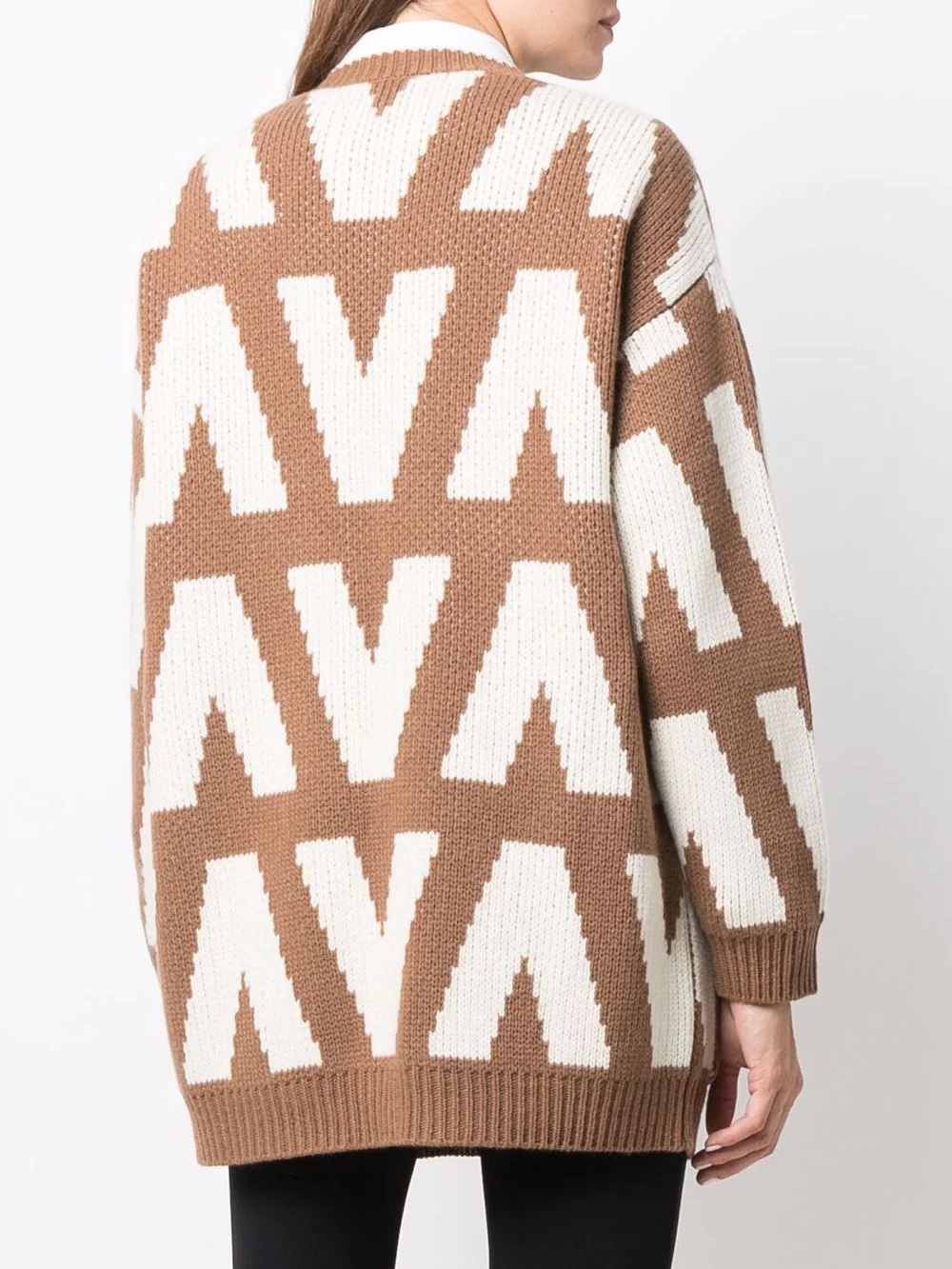 logo-intarsia virgin wool cardigan - 4