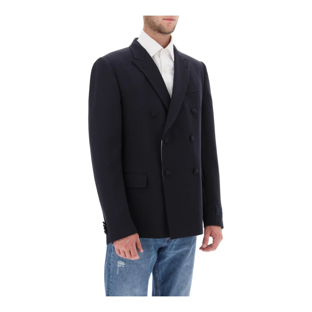 Valentino DOUBLE BREASTED JACKET IN GRAIN DE POUDRE WOOL