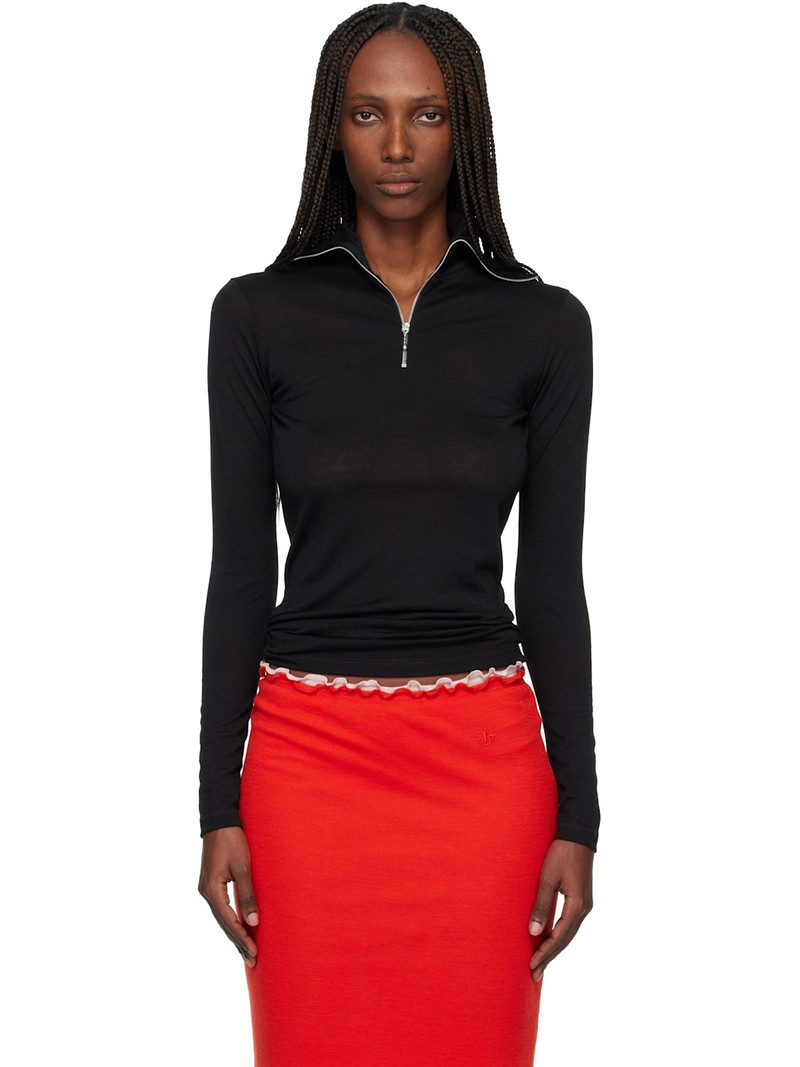 Black Lightweight Technical Wool Jersey Polo 1