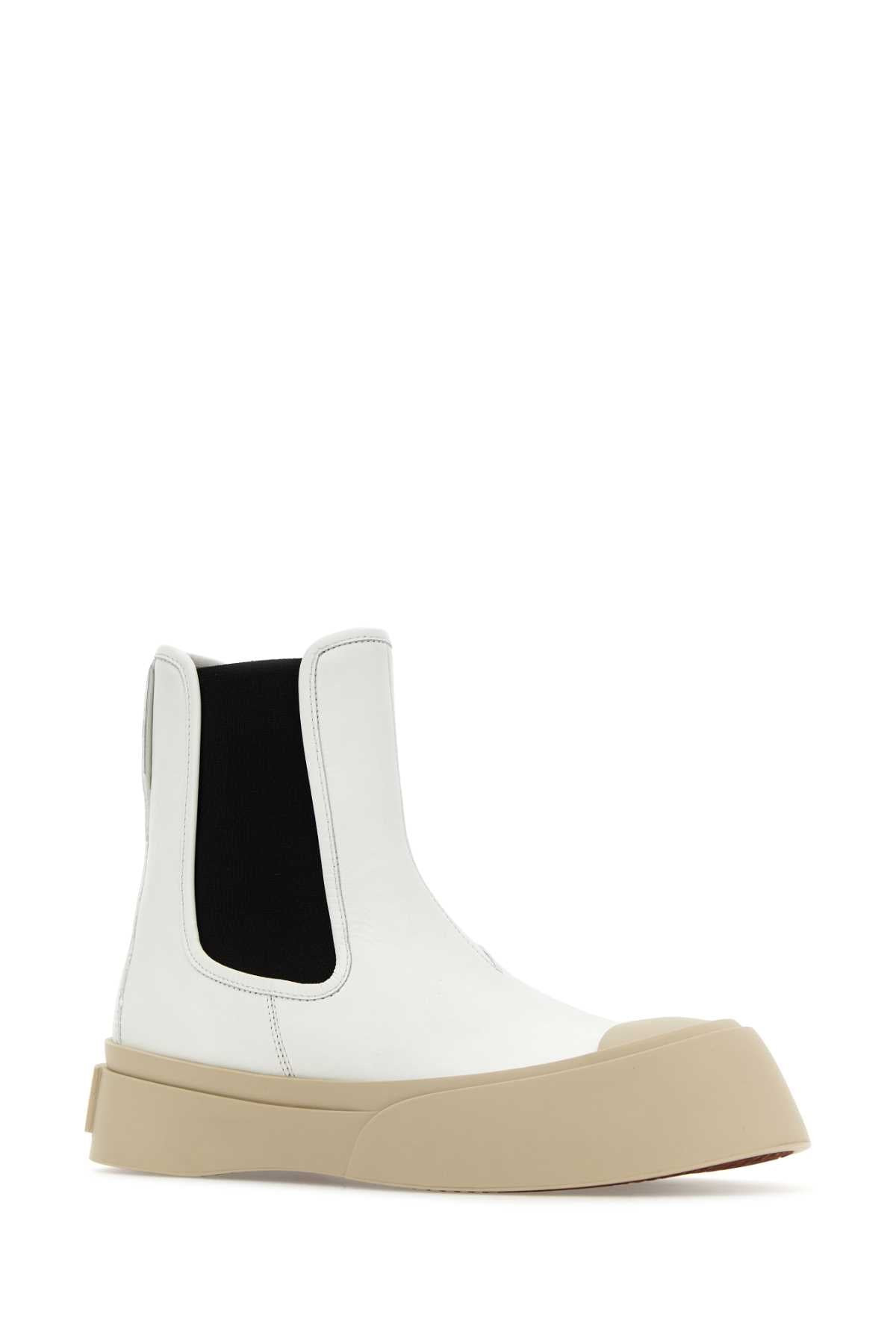 Marni Women White Nappa Leather Pablo Ankle Boots - 2