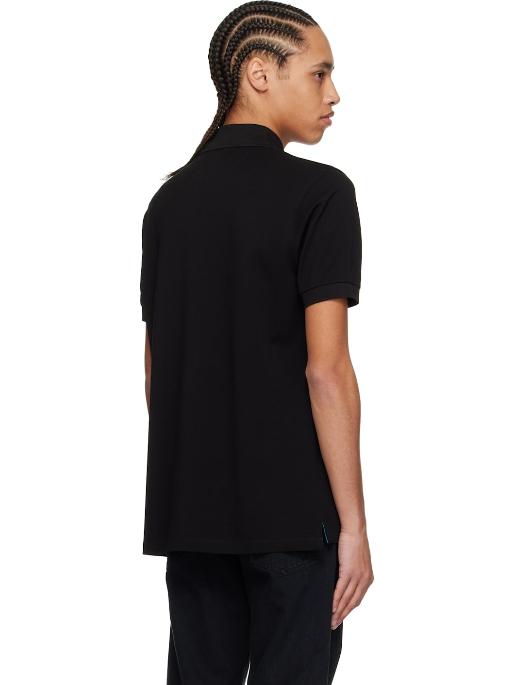 Black Signature Stripe Logo Cotton Polo - 3
