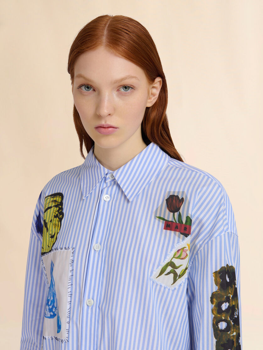 LIGHT BLUE STRIPED POPLIN SHIRT DRESS - 4