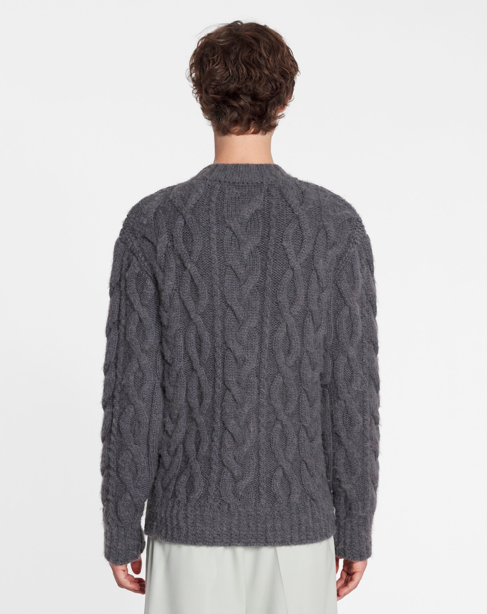 ARAN KNIT JUMPER IN BRUSHED MOHAIR - 4