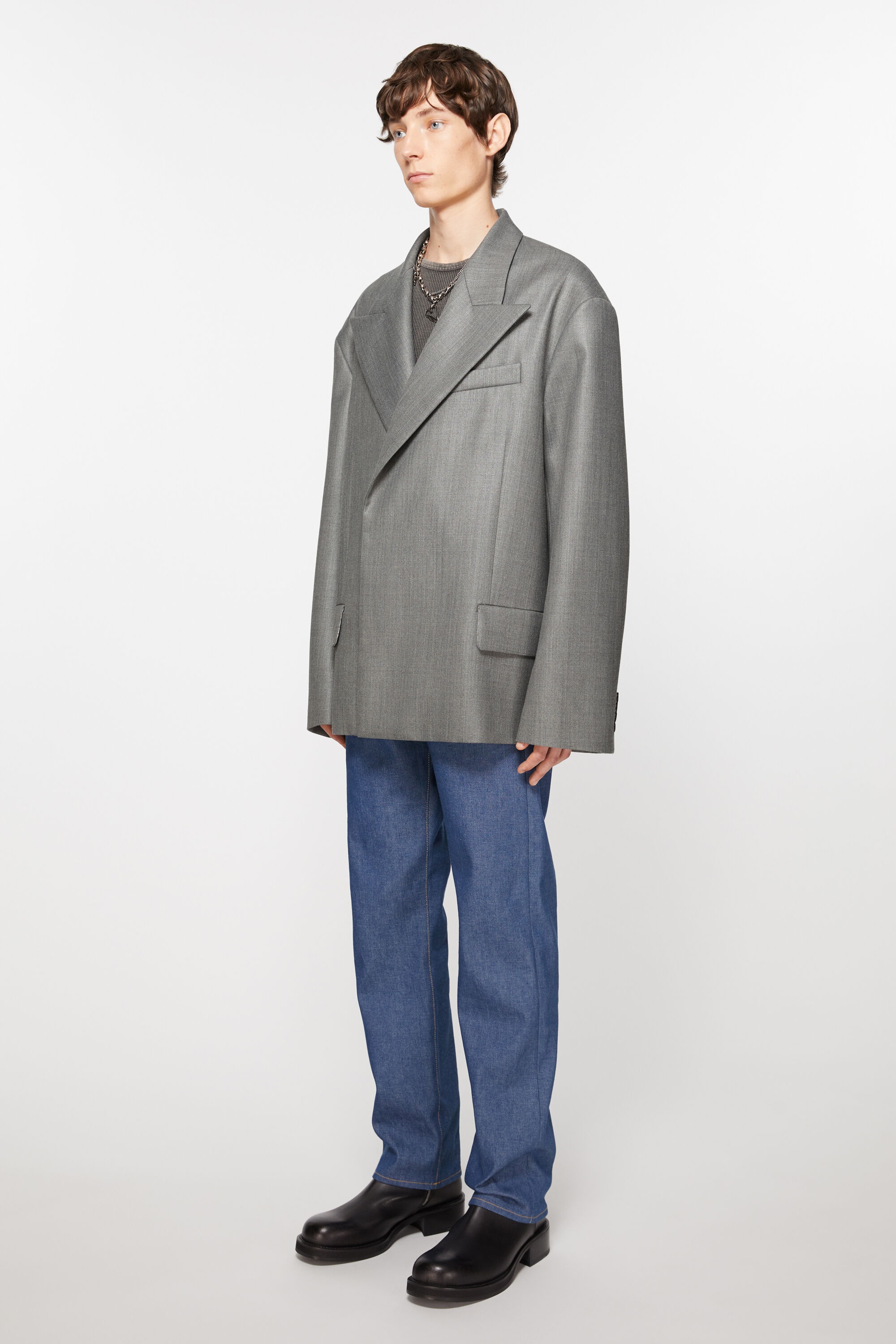 Relaxed fit suit jacket - Vintage grey melange - 3