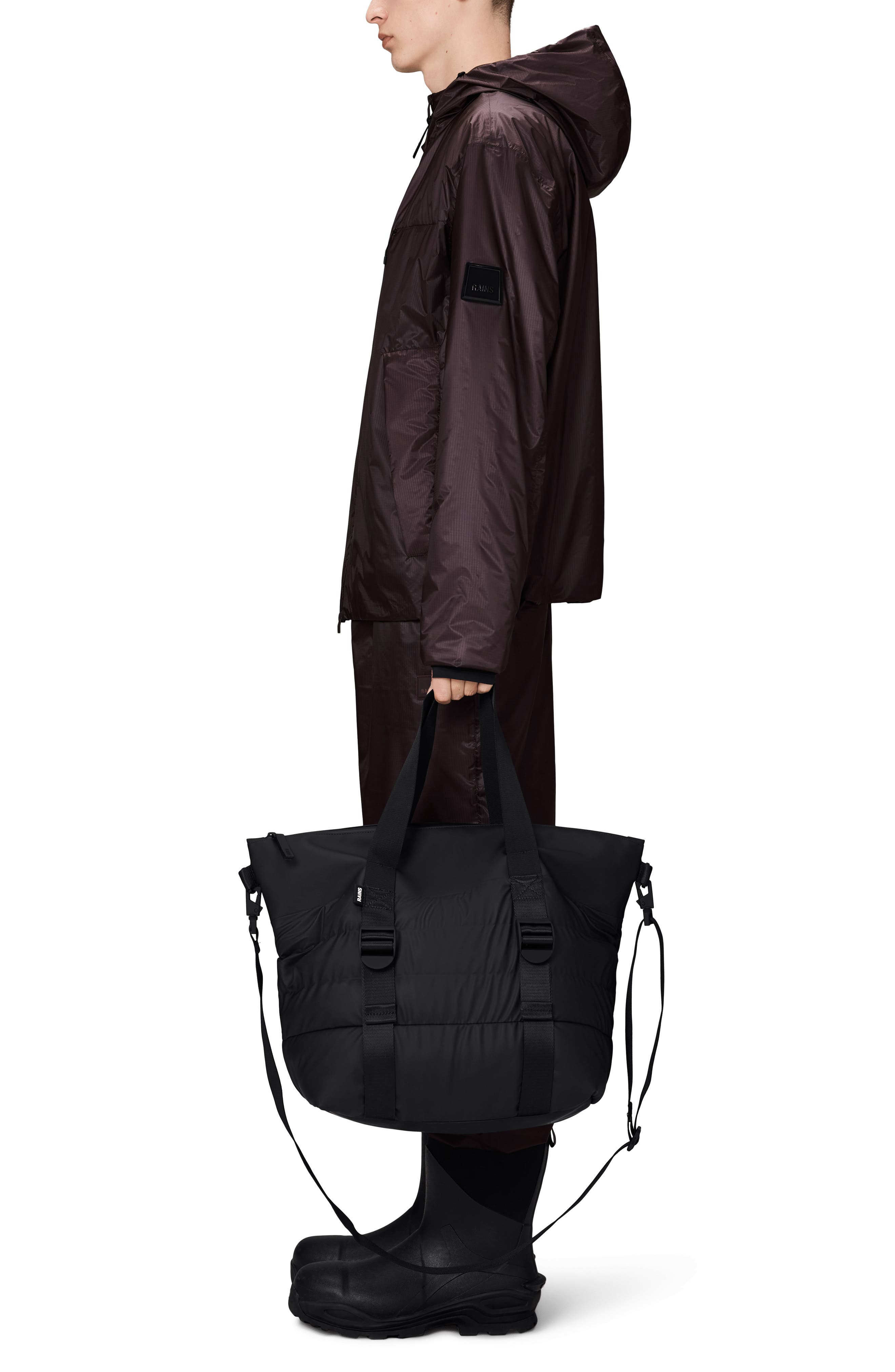 Rains Mini Puffer Mix Tote Bag in Black at Nordstrom - 2
