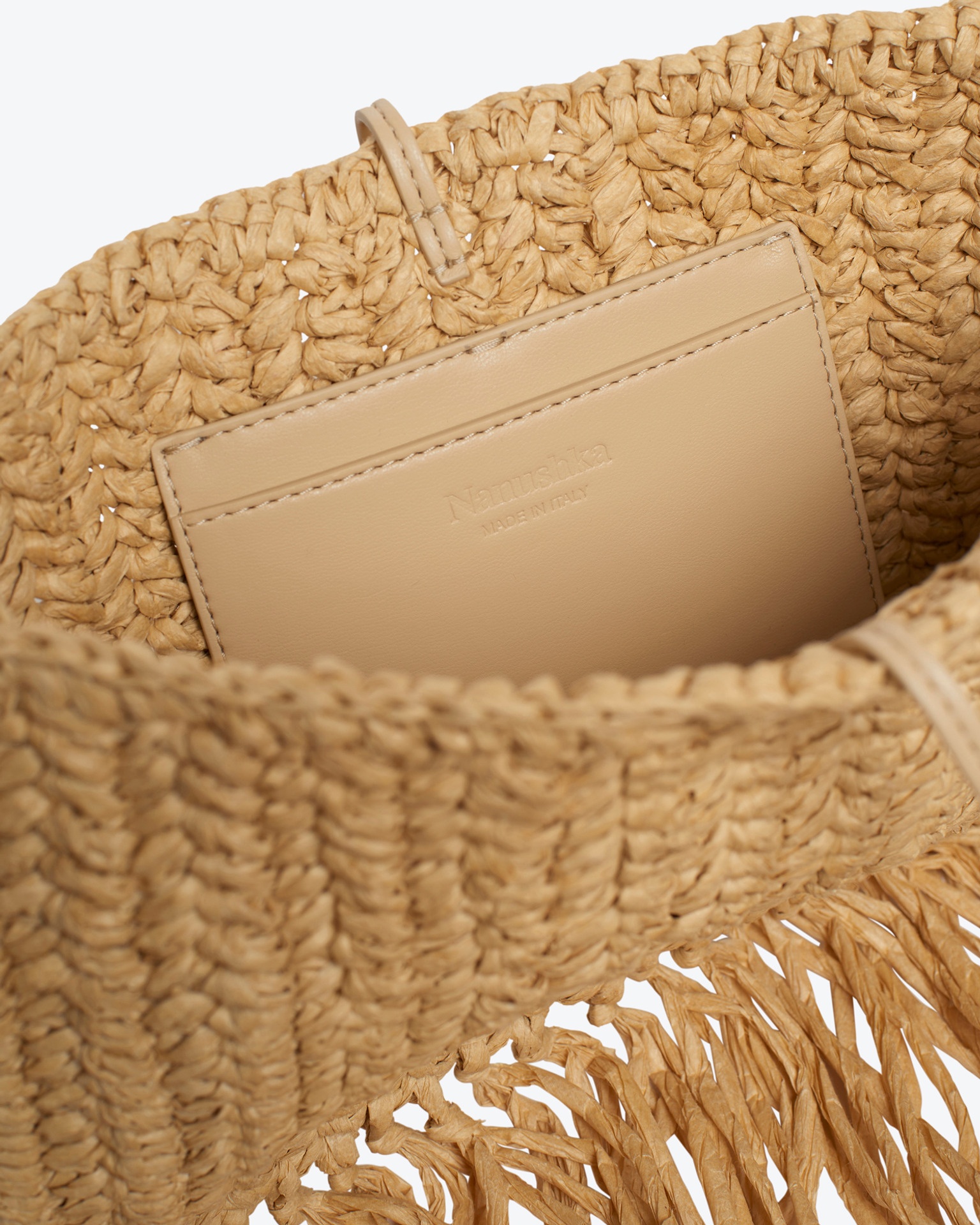 THE FRINGE BAGUETTE - Fringed raffia bag - Natural/almond - 5