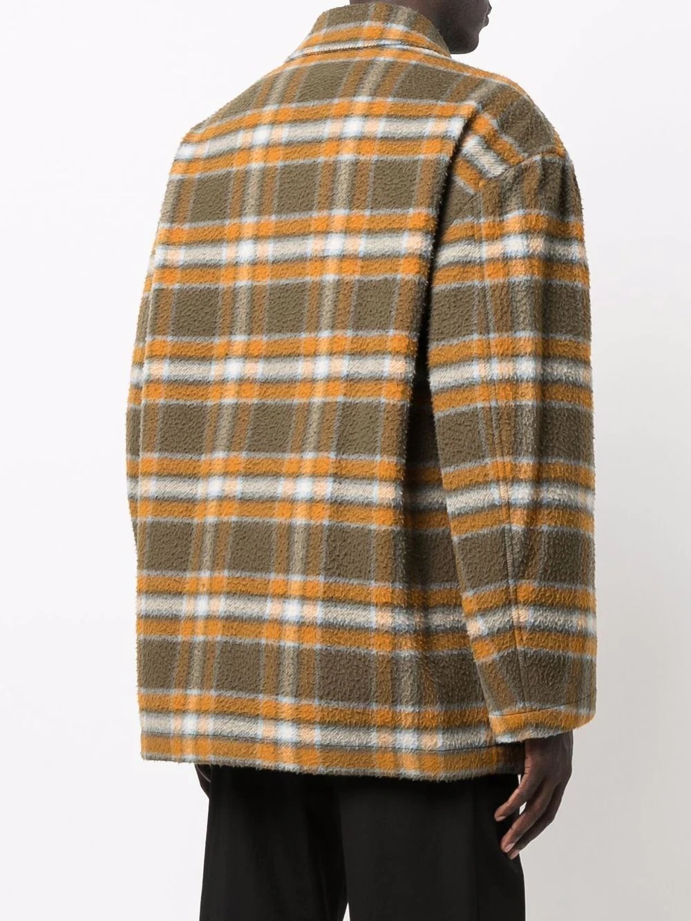 checked single breasted coat - 4