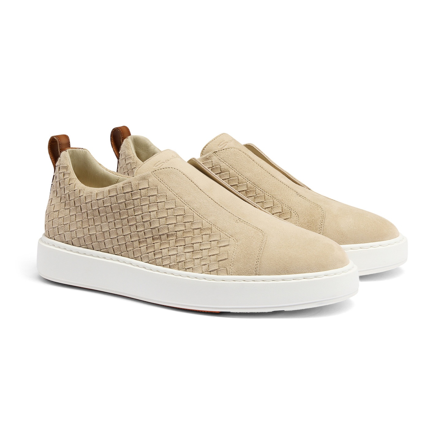 Men's beige woven suede slip-on sneaker - 3