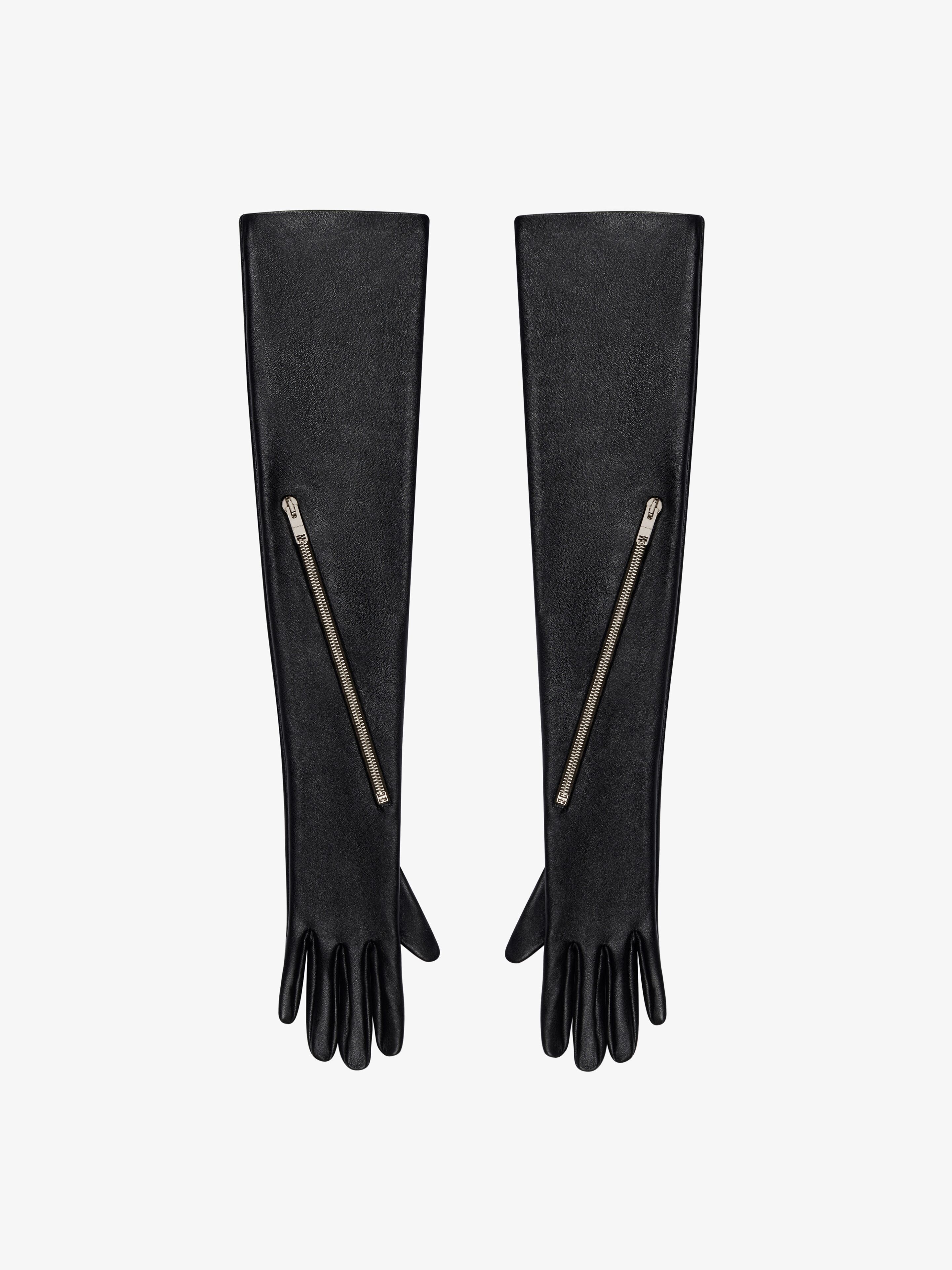 VOYOU LONG ZIPPED GLOVES IN LEATHER - 1