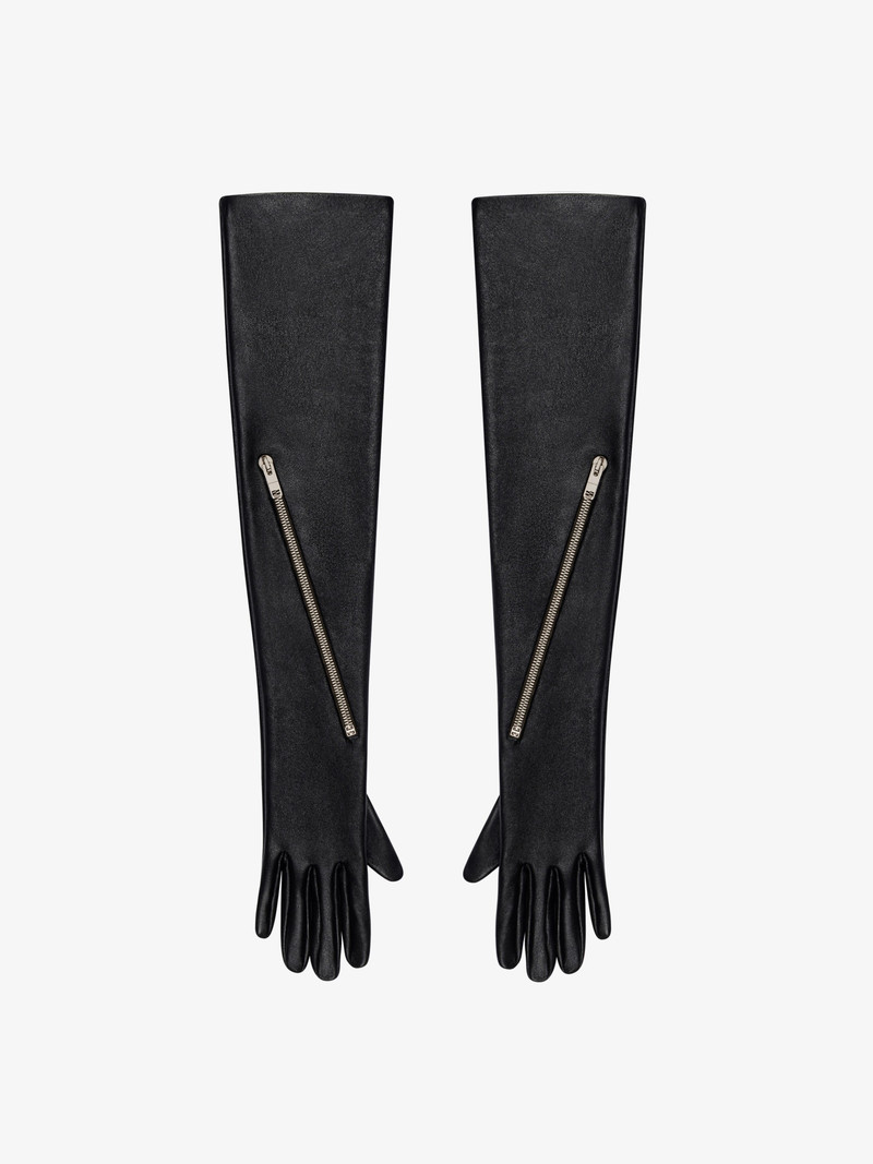 VOYOU LONG ZIPPED GLOVES IN LEATHER 1