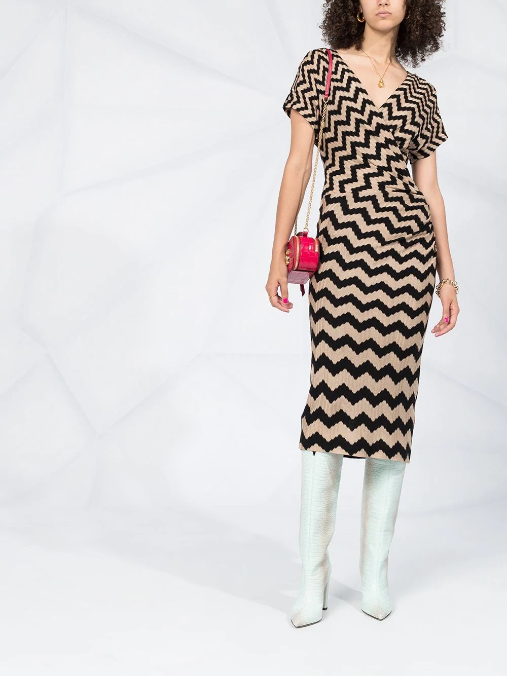 zig-zag embroidered midi dress - 2