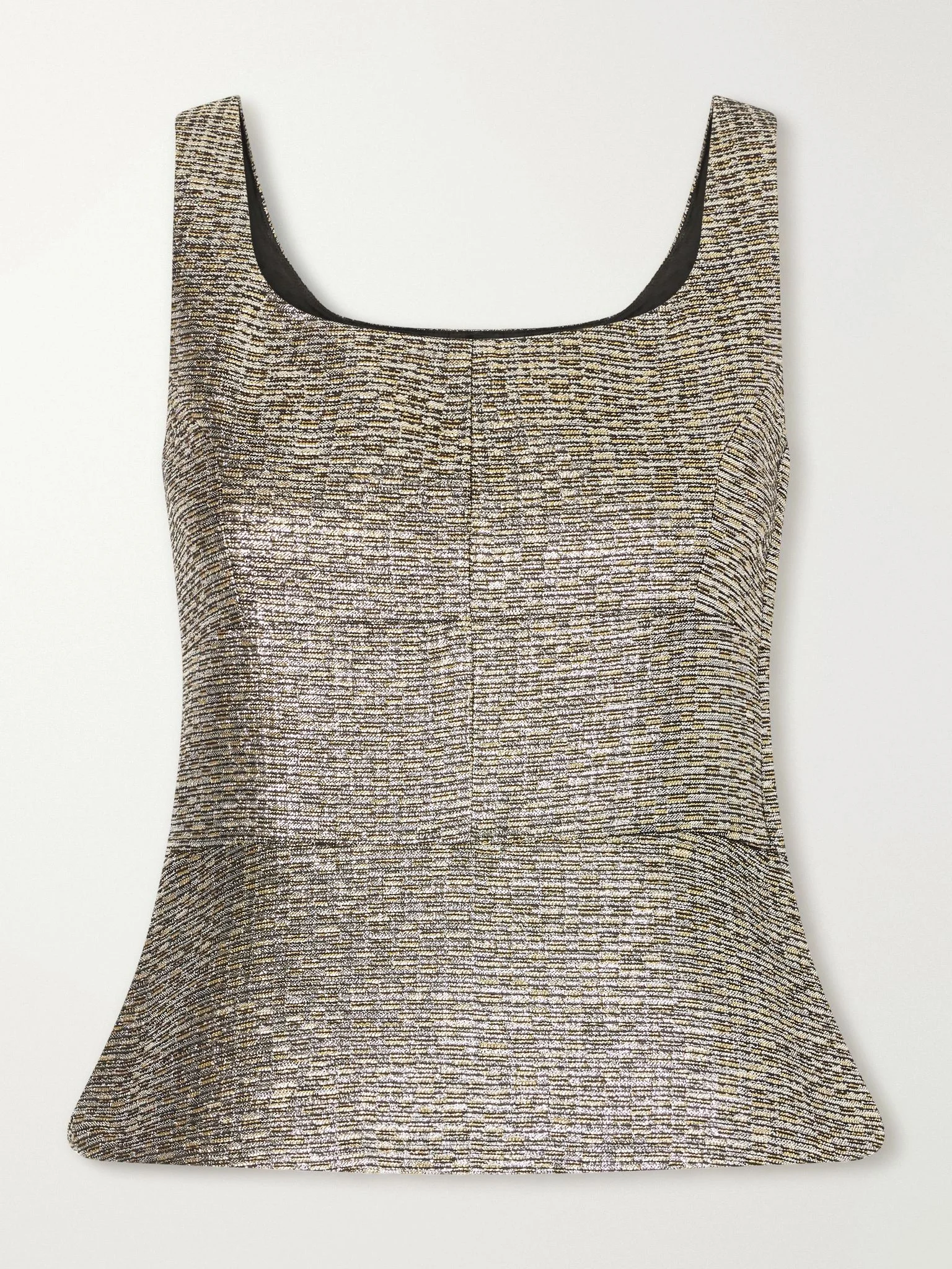 Peplum textured metallic jacquard bustier top Gold - 1