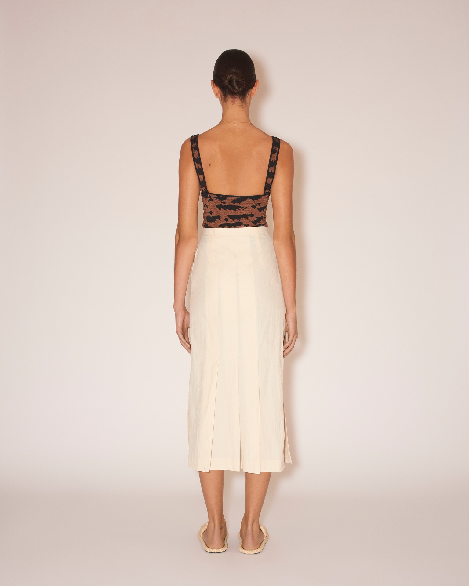 ENNA - Pleated heavy poplin wrap skirt - Creme - 5