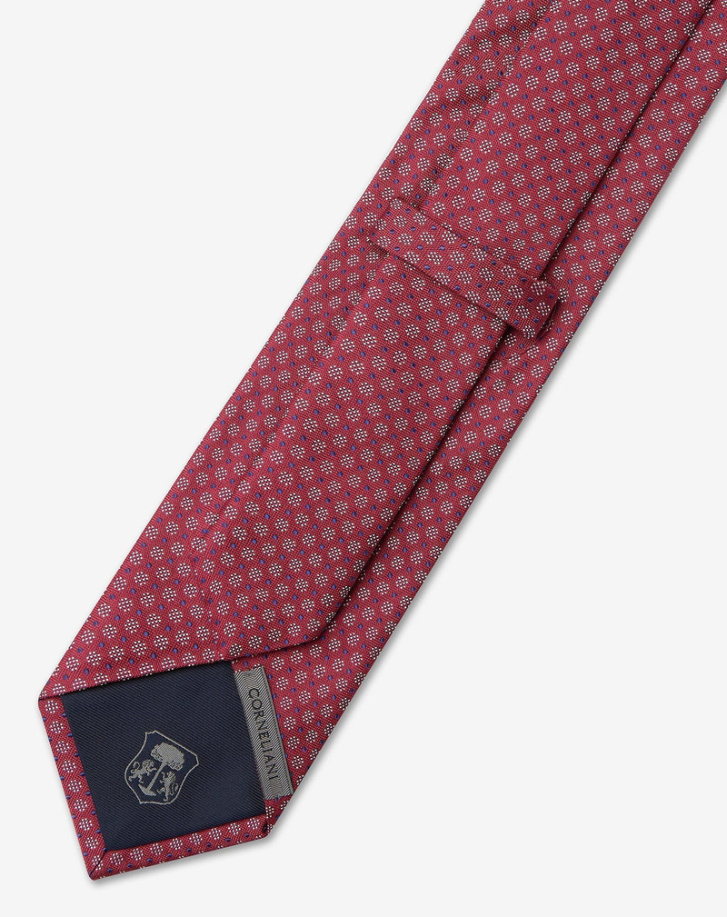 Burgundy pure silk tie with micro floral pattern 3