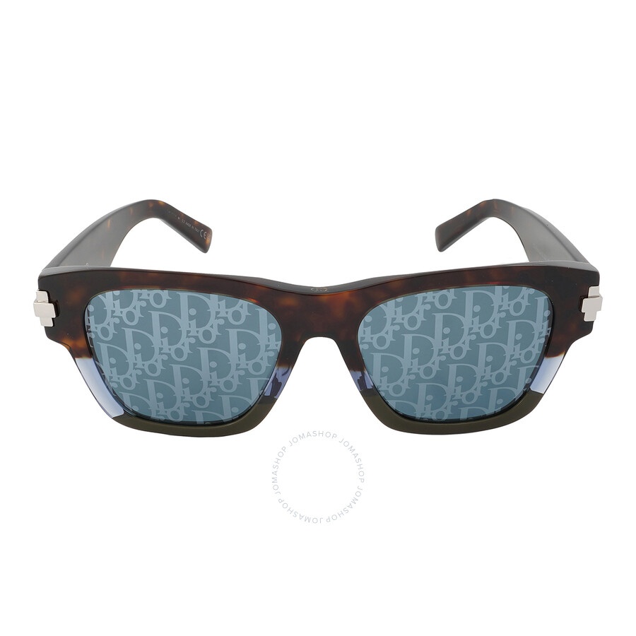 Dior Blue Mirror Logo Square Men's Sunglasses DIORBLACKSUIT XL S2U 92B8 - 1