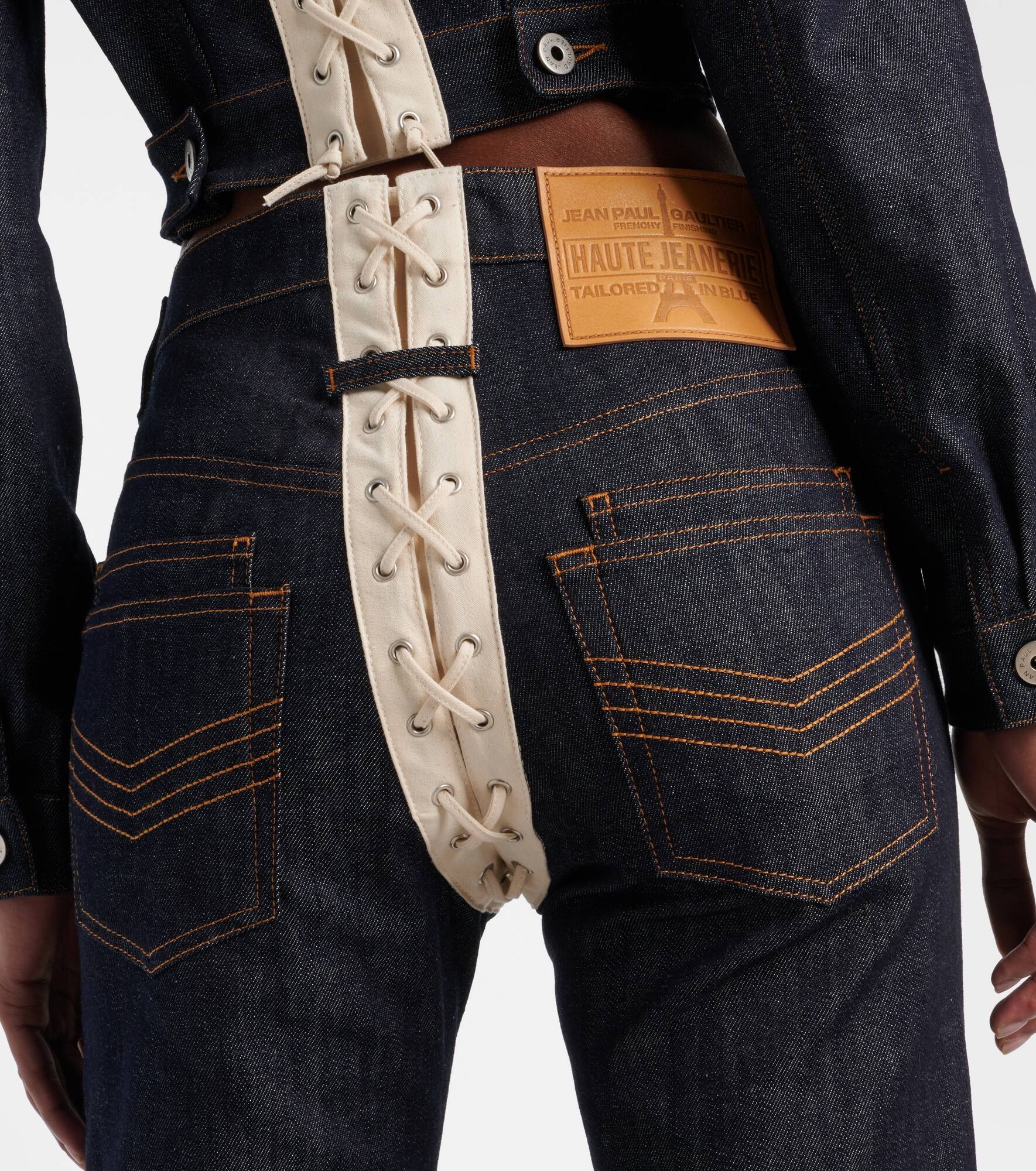Lace-up high-rise straight jeans - 4