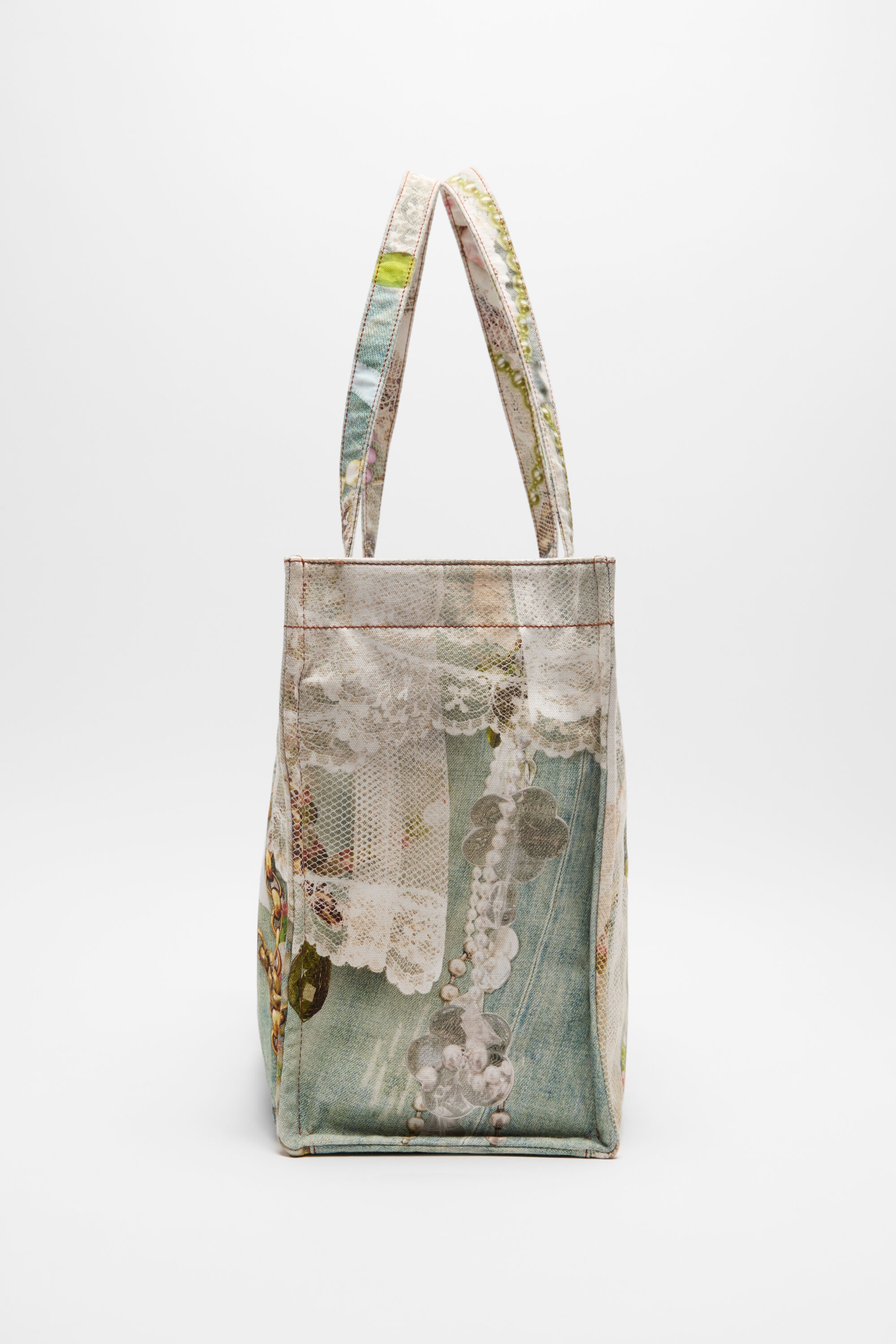 Logo Shoulder Tote Bag - White/green - 4