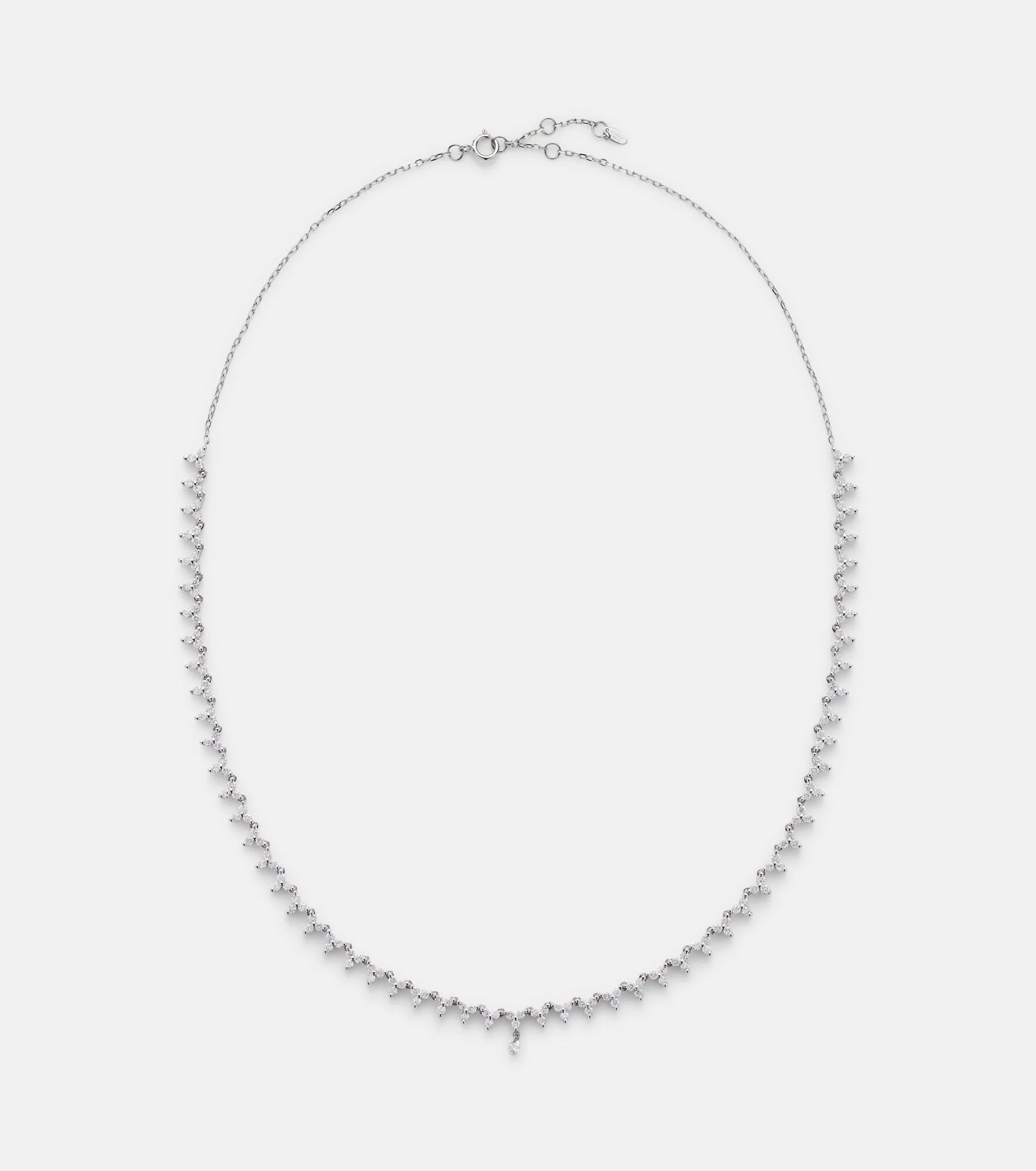 18kt white gold tennis necklace with diamonds - 1