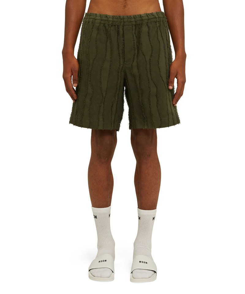 MSGM Solid color jacquard fil coup&eacute; cotton Bermuda shorts outlook