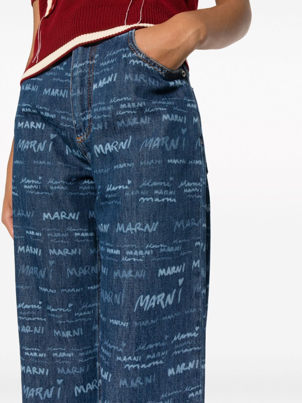 logo-print cropped straight-leg jeans - 5