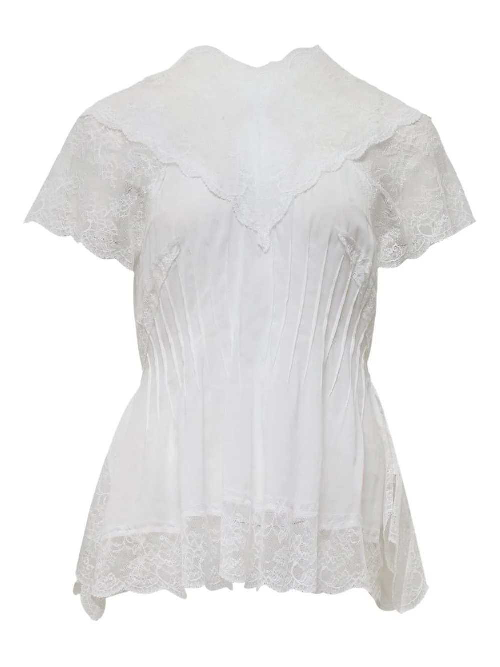 darted lace-trim top - 1