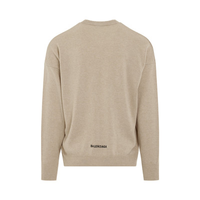 BALENCIAGA Logo Embroidered Knit Sweater in Beige outlook