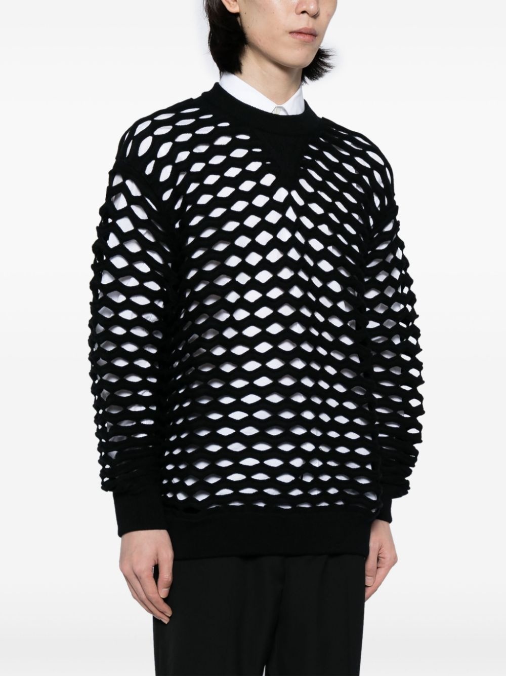 laser cut-detail crew-neck jumper - 3