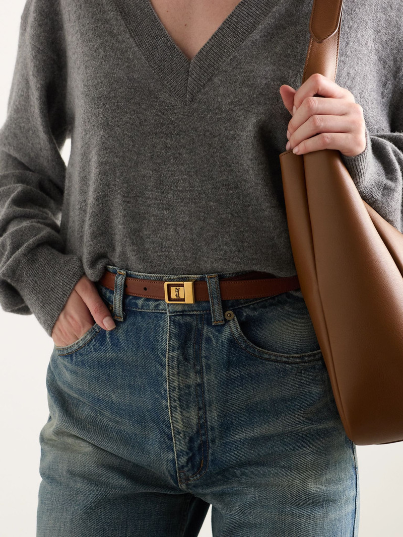 SAINT LAURENT Leather waist belt Brown outlook