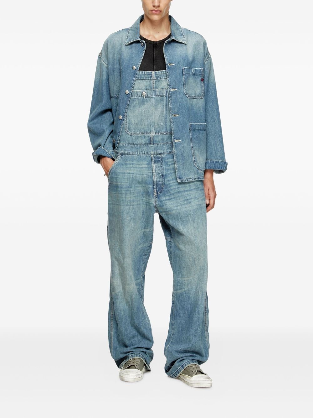 denim pocket dungarees - 2