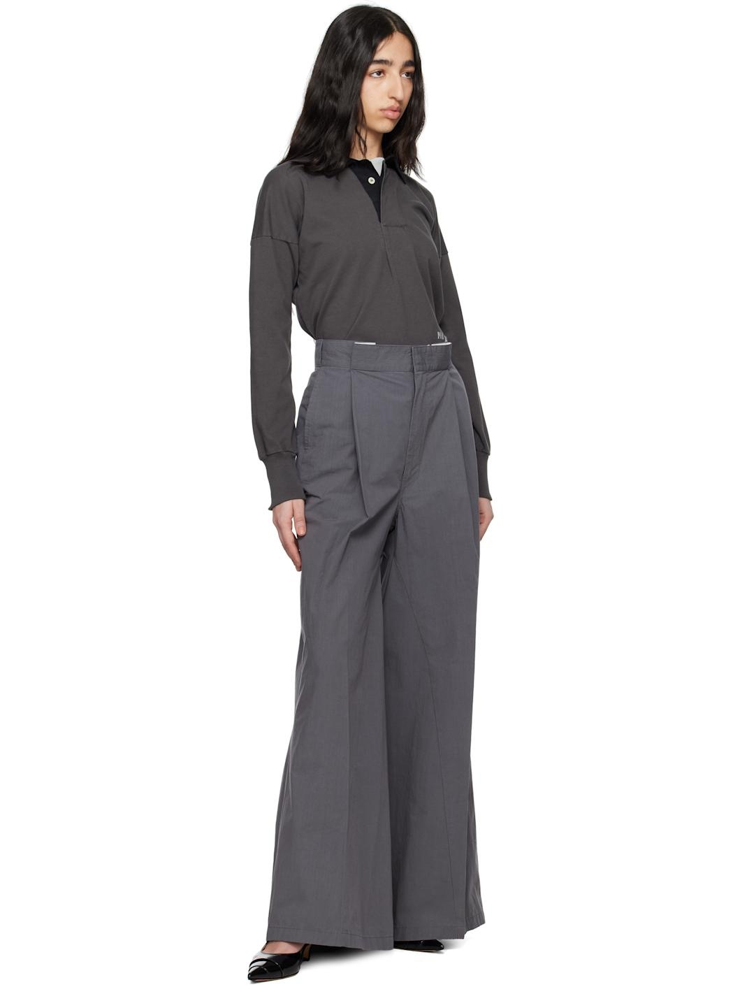 Gray Pleat Trousers - 4