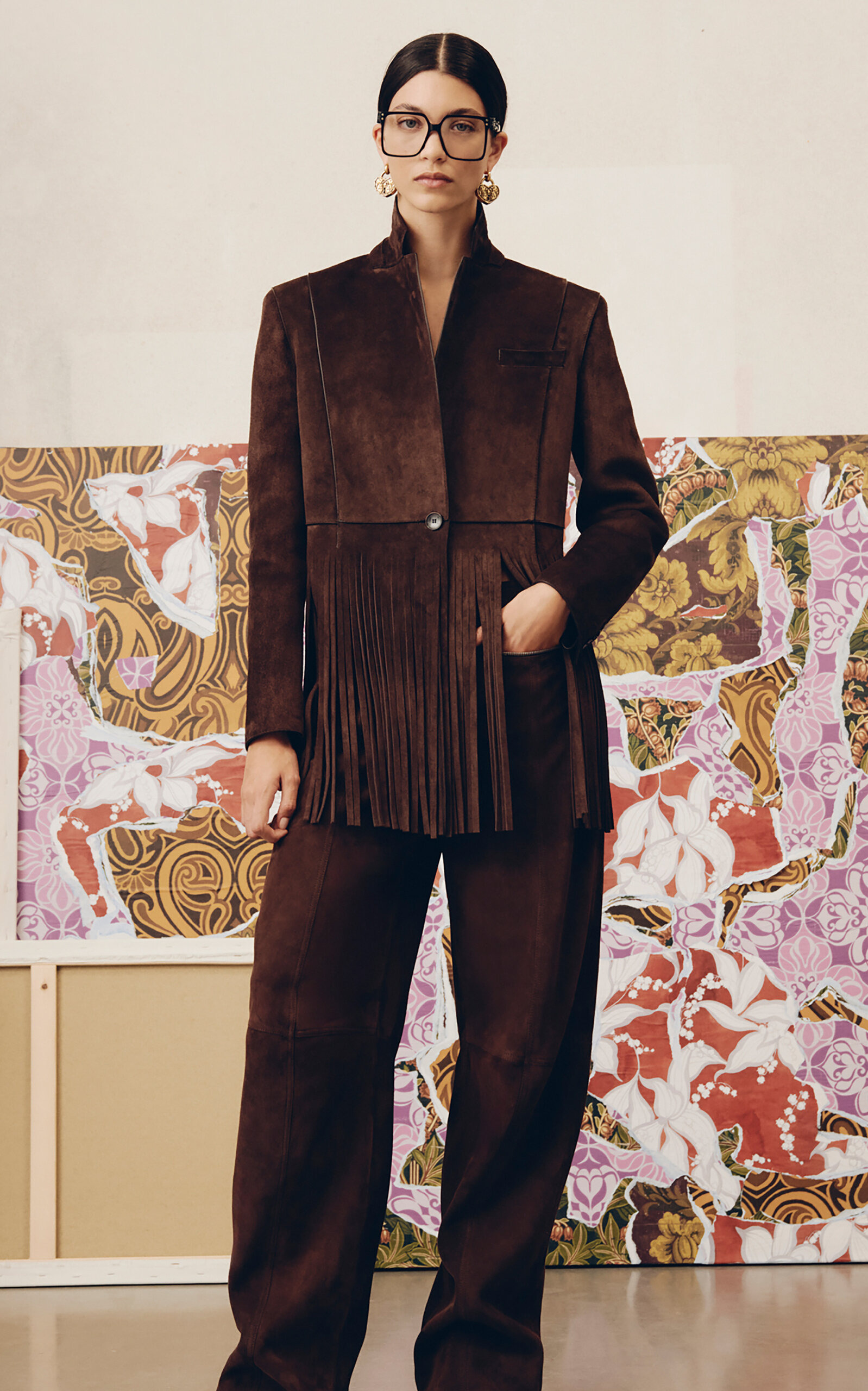 Suede Wide-Leg Pants brown - 2