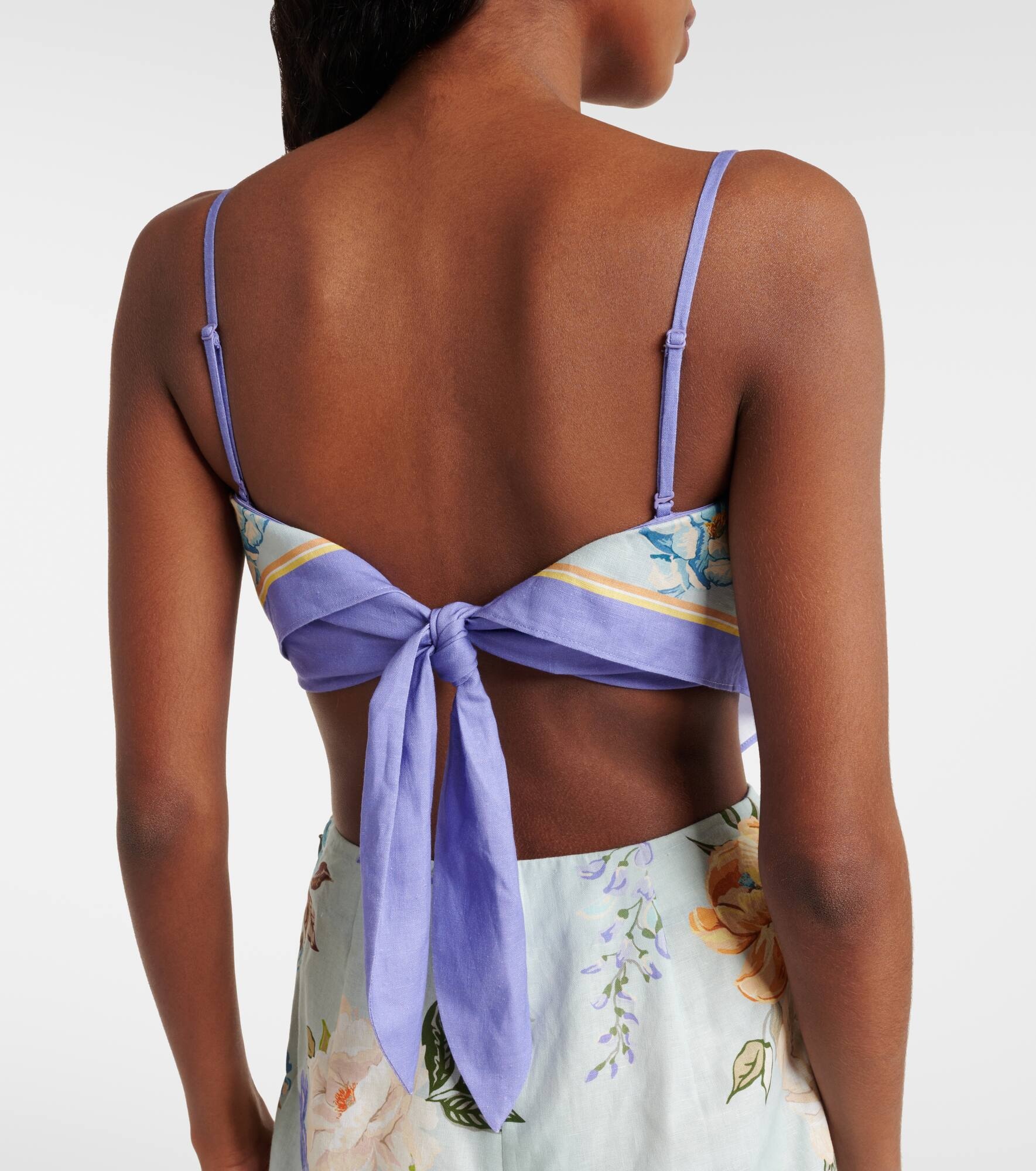 Floral linen and cotton crop top - 6