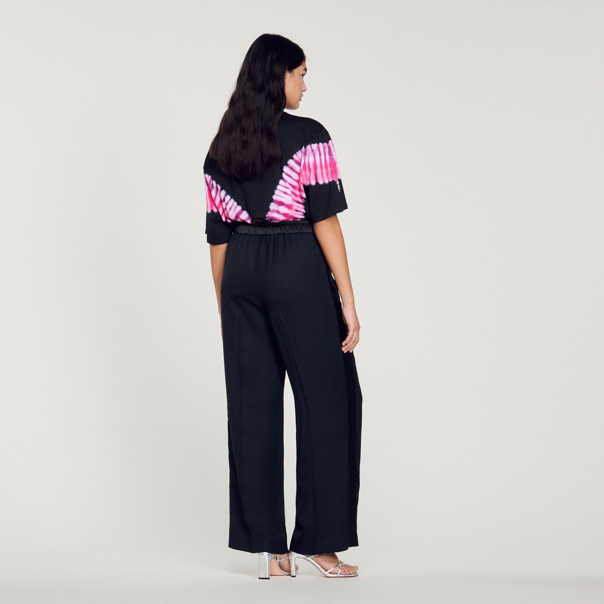 Wide pants with satin side stripes - 6